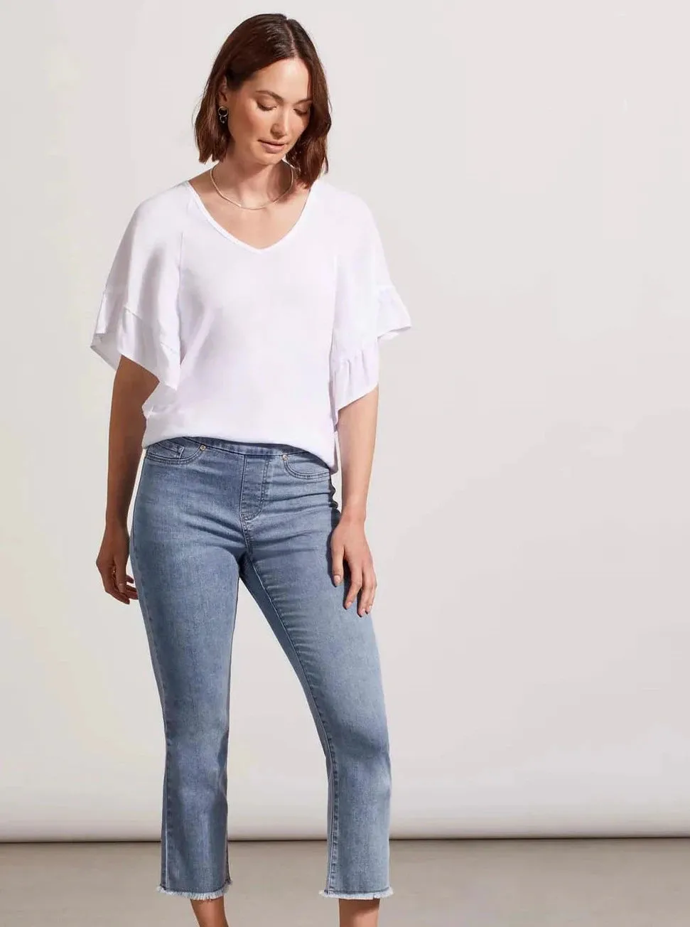 Audrey Pull On Straight Crop Jeans [Vista Blue-6733O]