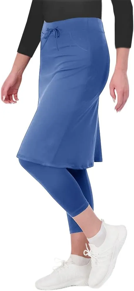 Aurgelmir Women's Tennis Golf Skirts Workout Skirted Leggings Yoga Capri Pants with Skirts Skorts Pockets