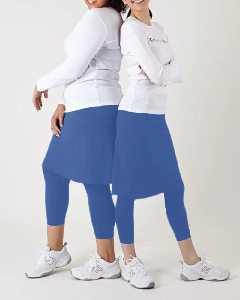 Aurgelmir Women's Tennis Golf Skirts Workout Skirted Leggings Yoga Capri Pants with Skirts Skorts Pockets