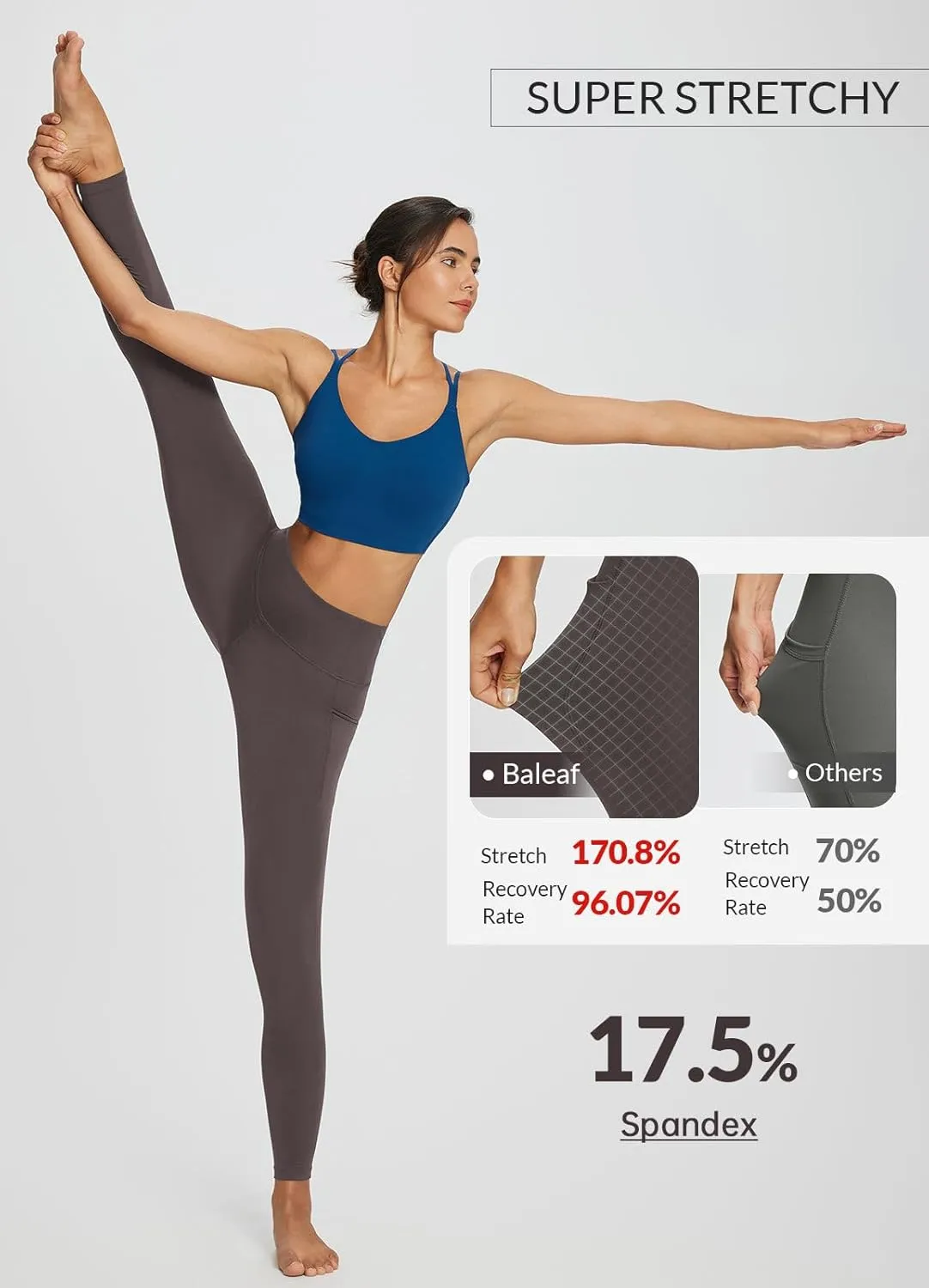 baleaf 7/8 Workout Leggings with Pockets for Women High Waisted Tummy Control Plus Size Yoga Pants for Running Gym Athletic