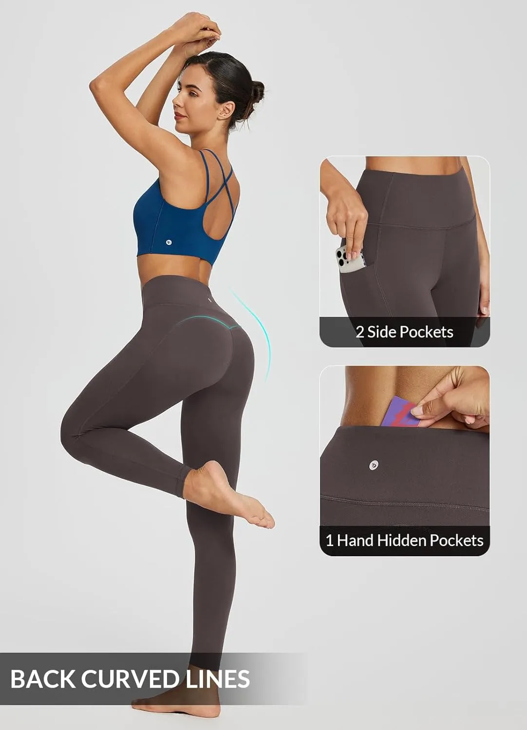 baleaf 7/8 Workout Leggings with Pockets for Women High Waisted Tummy Control Plus Size Yoga Pants for Running Gym Athletic