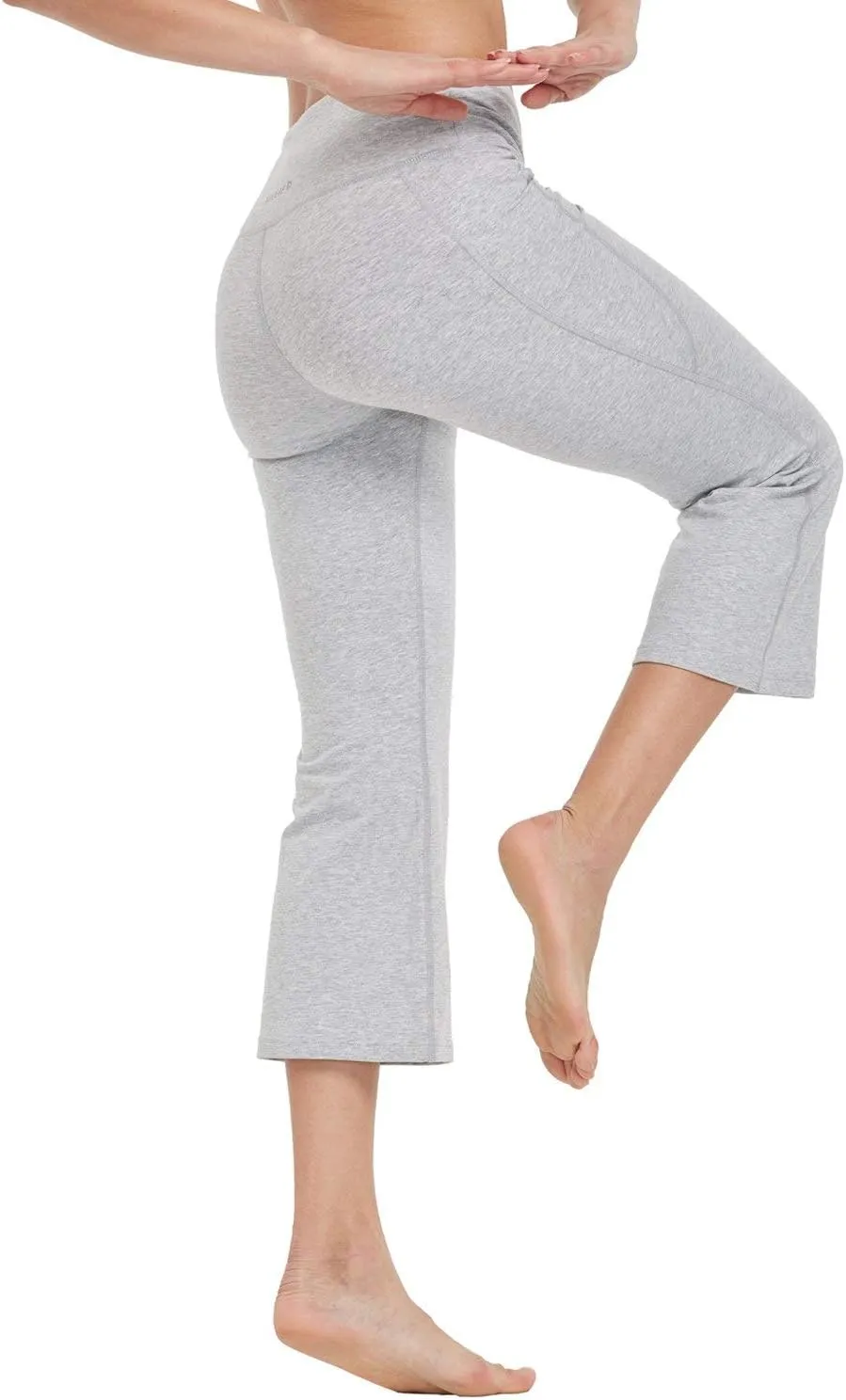 baleaf Women Flare Capri Leggings with Pockets Yoga Pants Bootcut Casual Cotton Work Summer Lounge