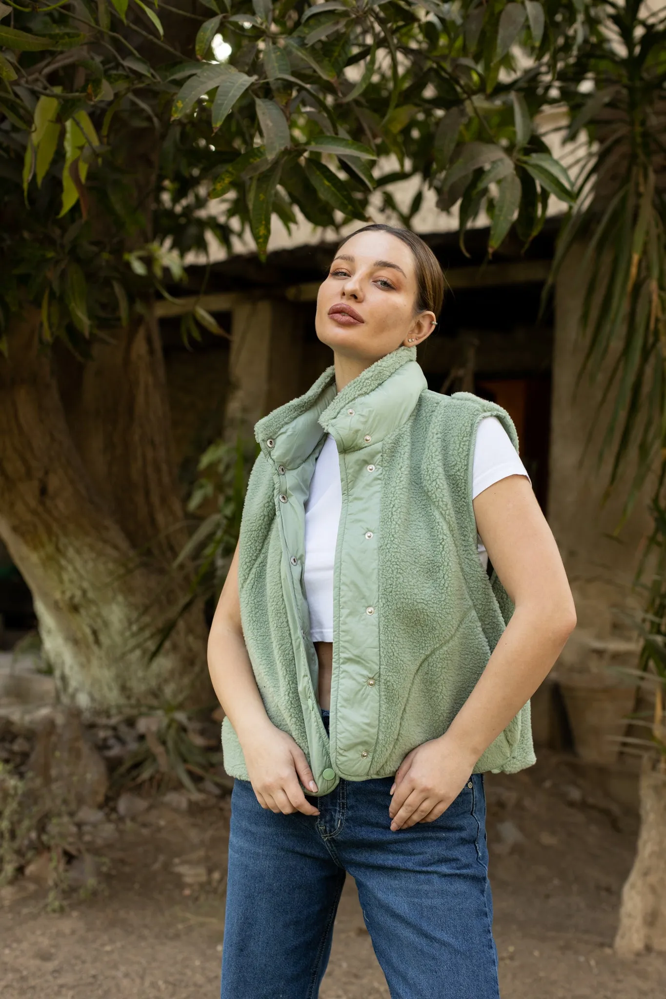 Berber nylon vest with snaps - 267009