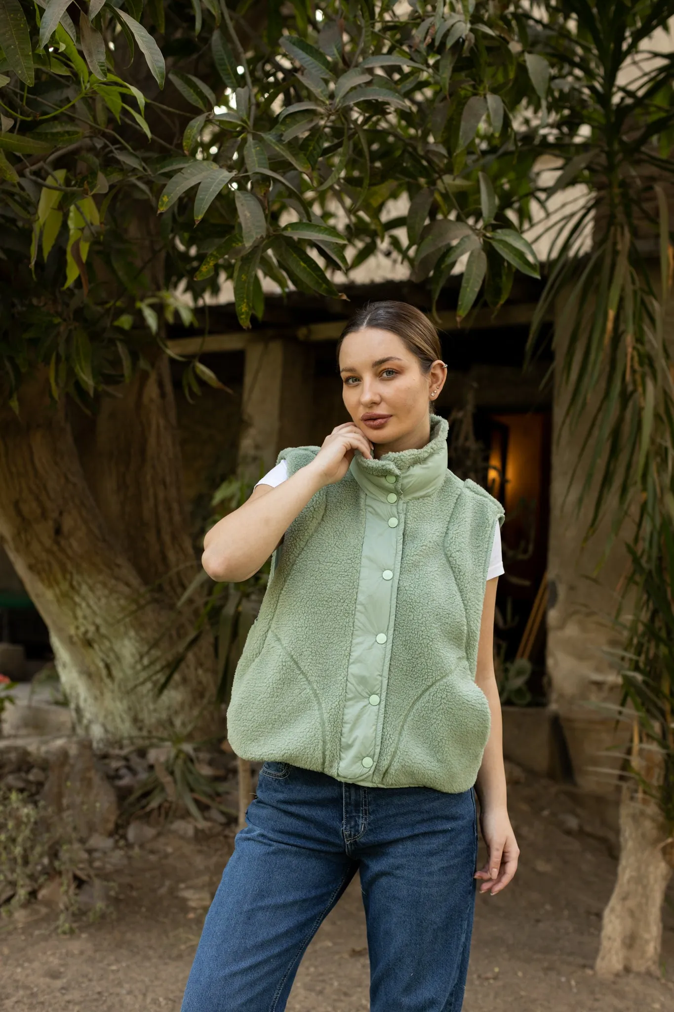 Berber nylon vest with snaps - 267009