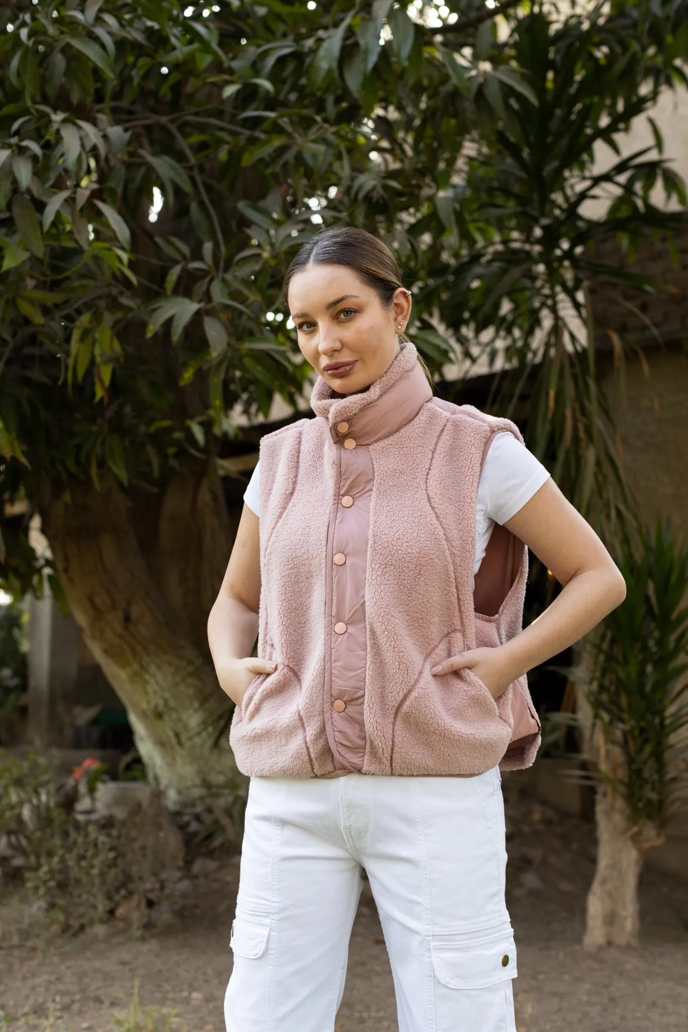 Berber nylon vest with snaps - 267009
