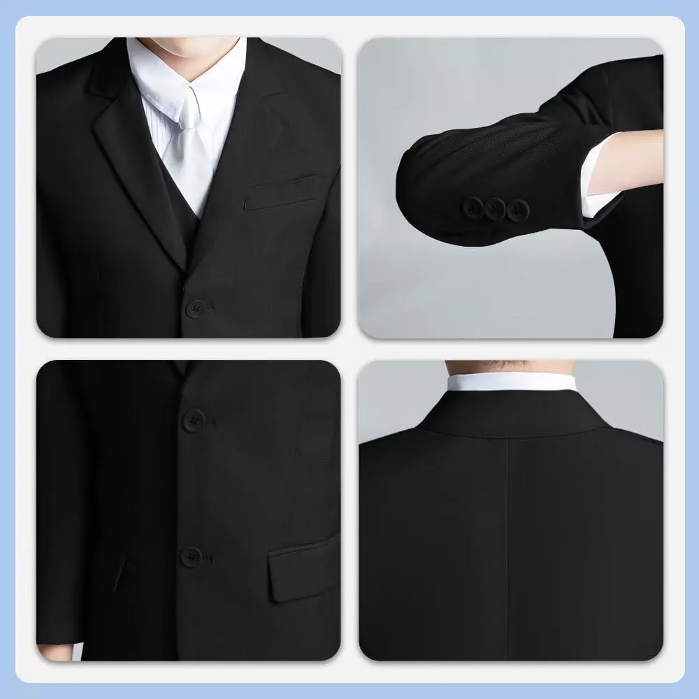 Boys Suit 4-Pieces Toddler Tuxedo Vest Pants Set Suits for Boys Communion Dress Clothes Ring Bearer Outfit
