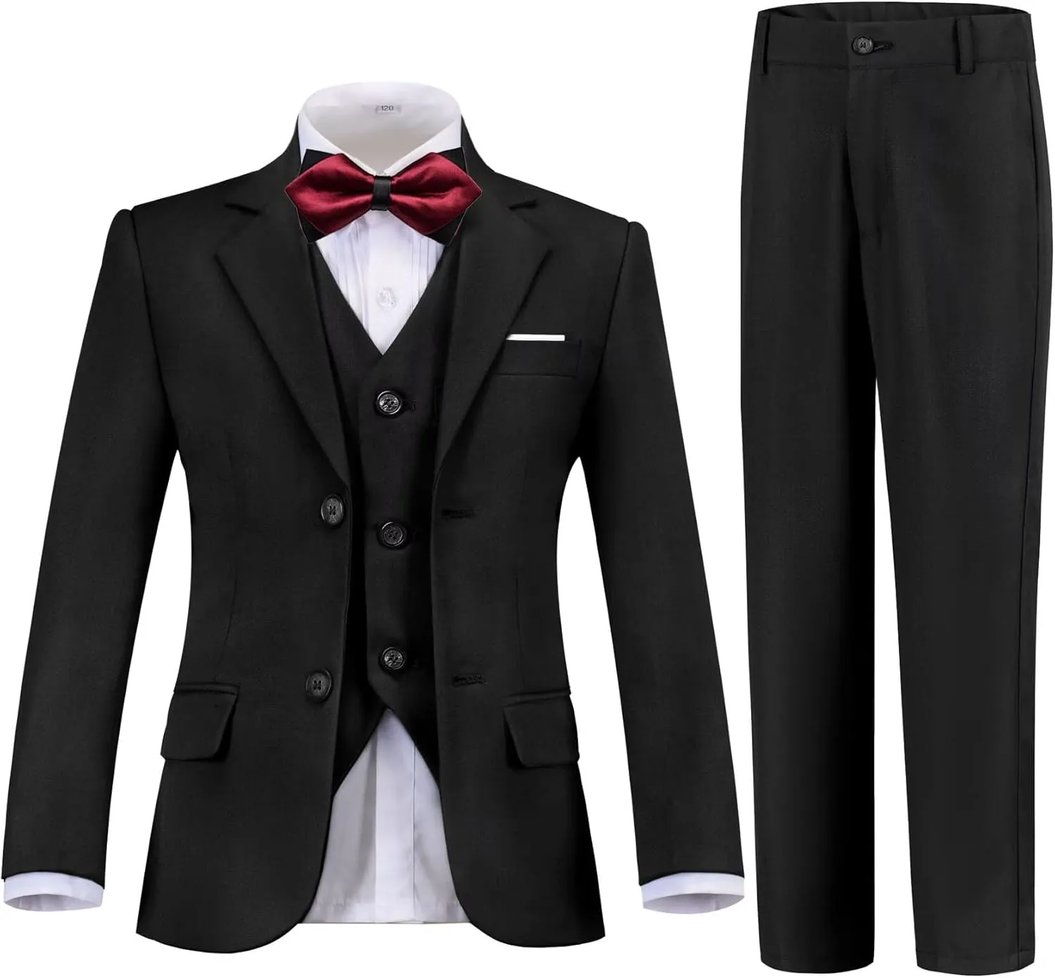 Boys Suit 4-Pieces Toddler Tuxedo Vest Pants Set Suits for Boys Communion Dress Clothes Ring Bearer Outfit