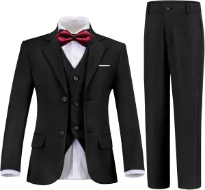 Boys Suit 4-Pieces Toddler Tuxedo Vest Pants Set Suits for Boys Communion Dress Clothes Ring Bearer Outfit