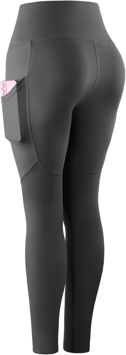 CADMUS High Waist Workout Pants with Pockets Tummy Control Yoga Running Leggings Capri for Women