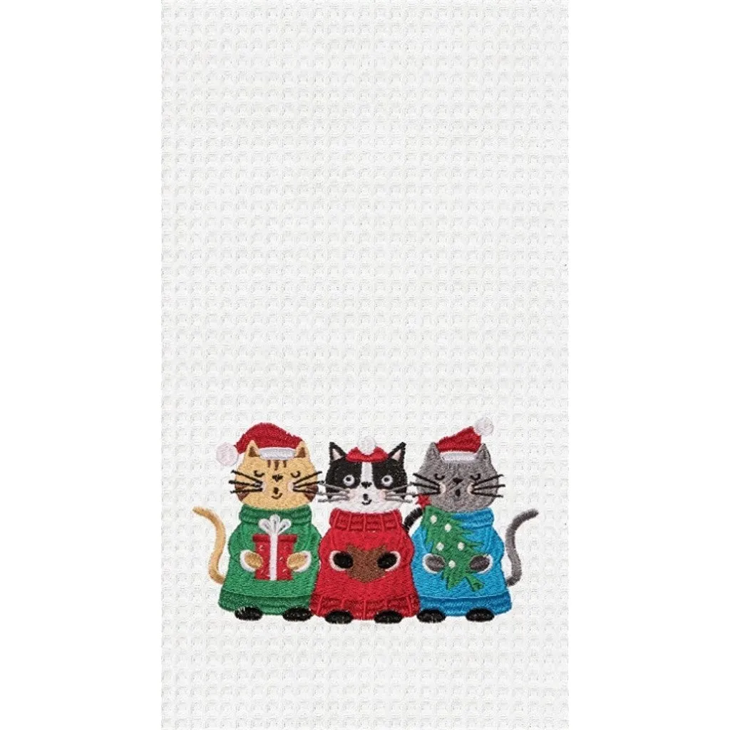 C&F Home Caroling Cats Waffle Weave Towel 18 x 27 Inches