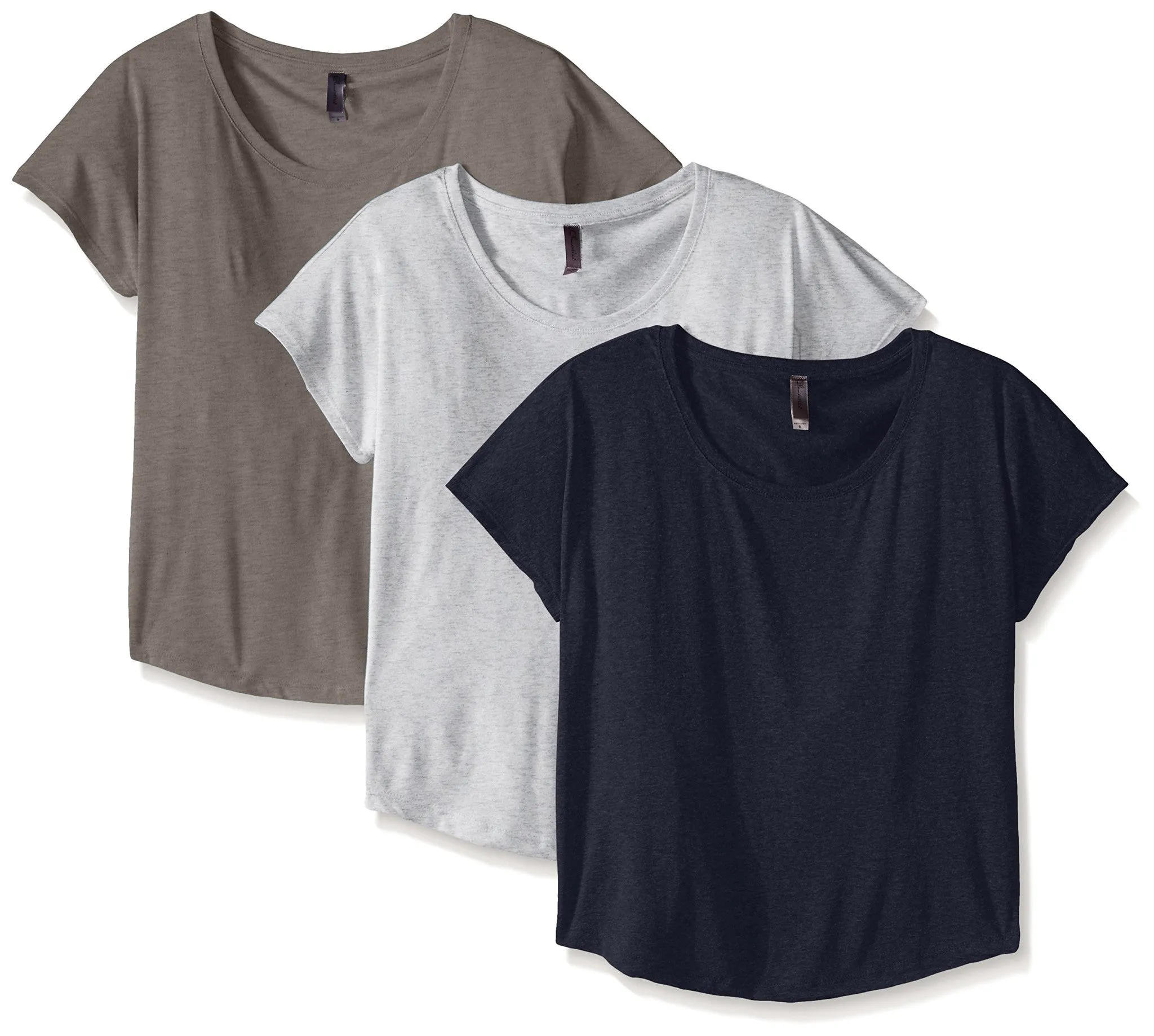 Clementine Women's Tri-Blend Scoop Neck Dolman Sleeve Top (Pack of 3)