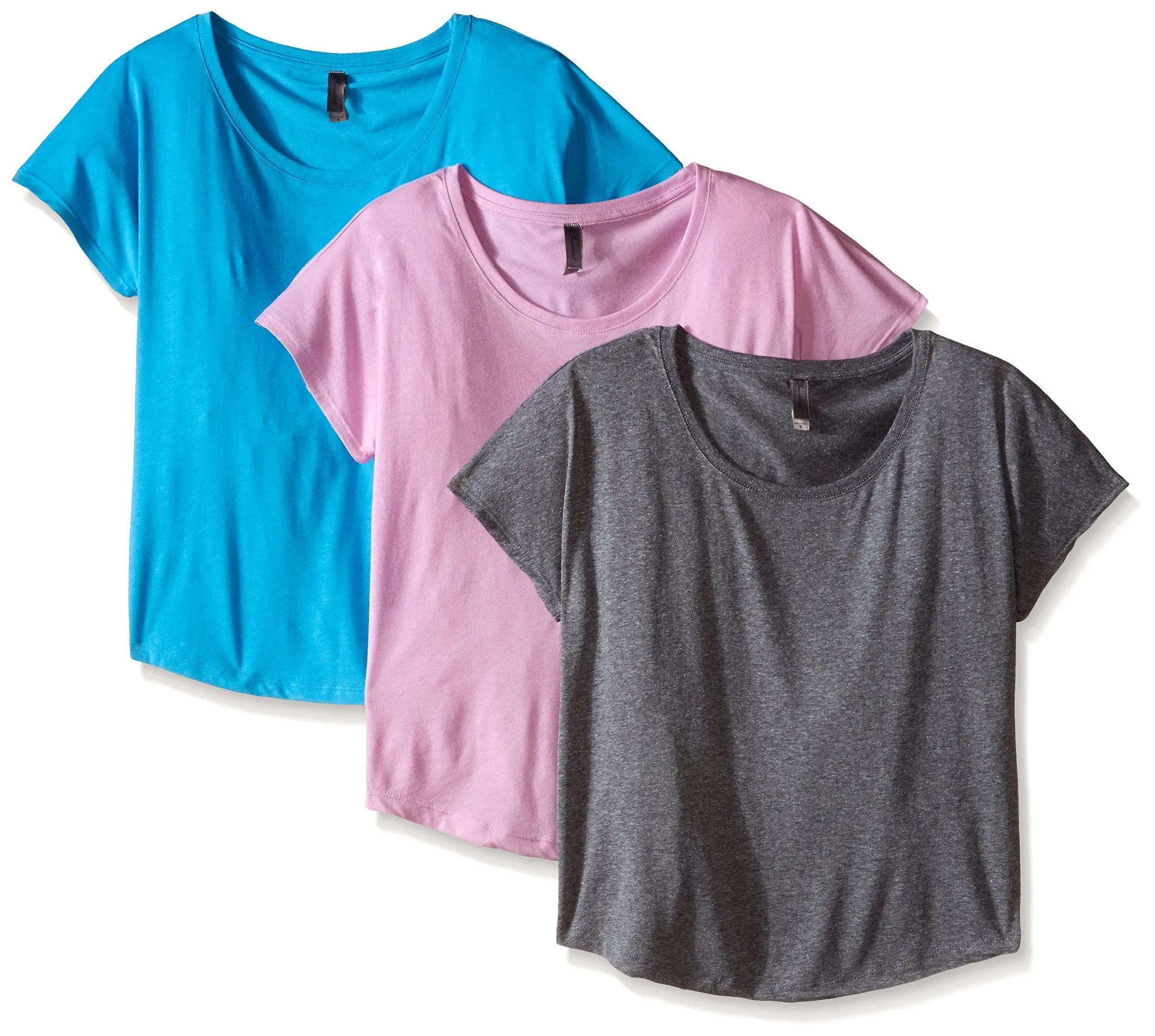 Clementine Women's Tri-Blend Scoop Neck Dolman Sleeve Top (Pack of 3)