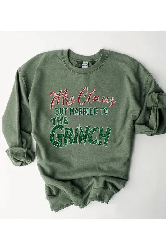 COLOR BEAR "Mrs. Claus Married to the Grinch" Christmas Graphic Sweatshirt
