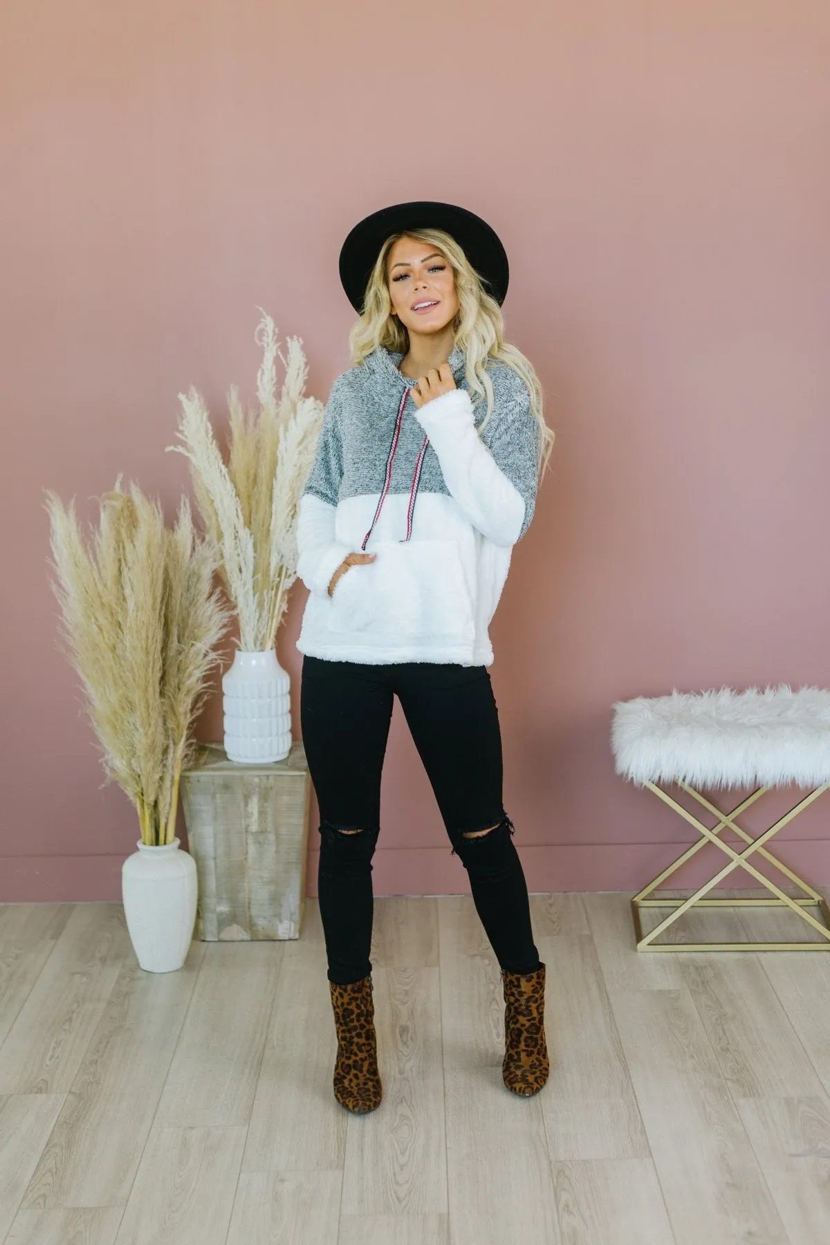 Colorblock Sherpa Hoodie