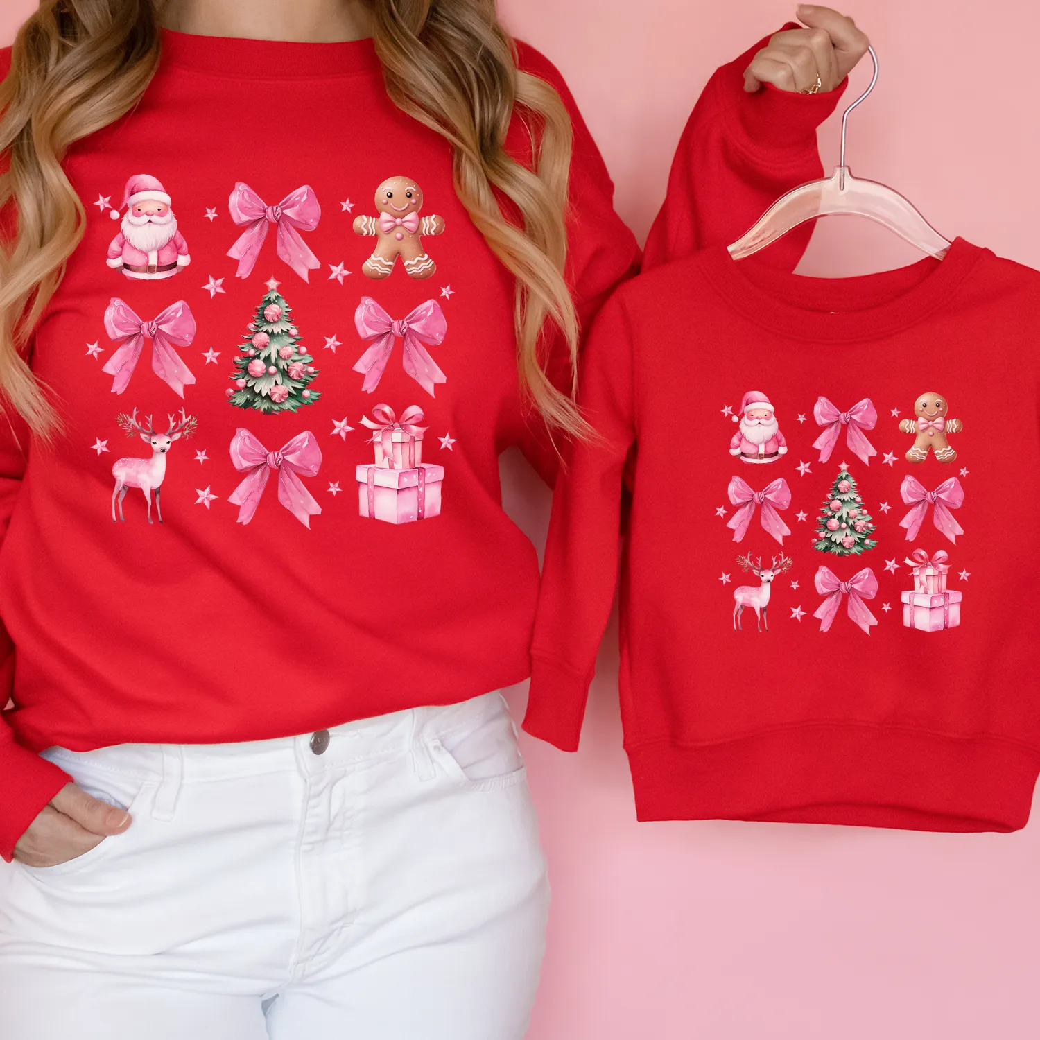 Coquette Christmas Icons Mum & Kid Matching Sweatshirts