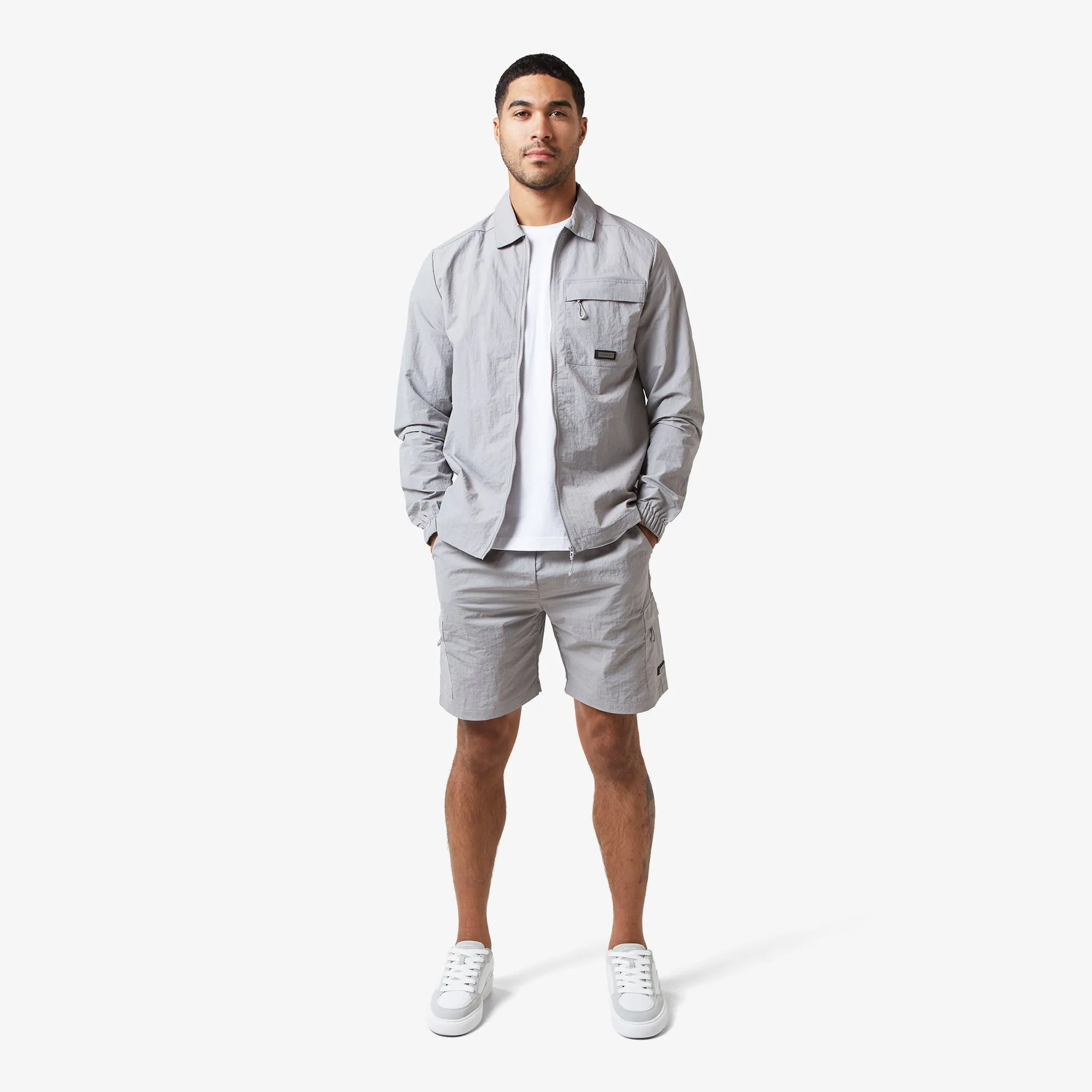 Crinkle Nylon Tech Overshirt | Frost Grey