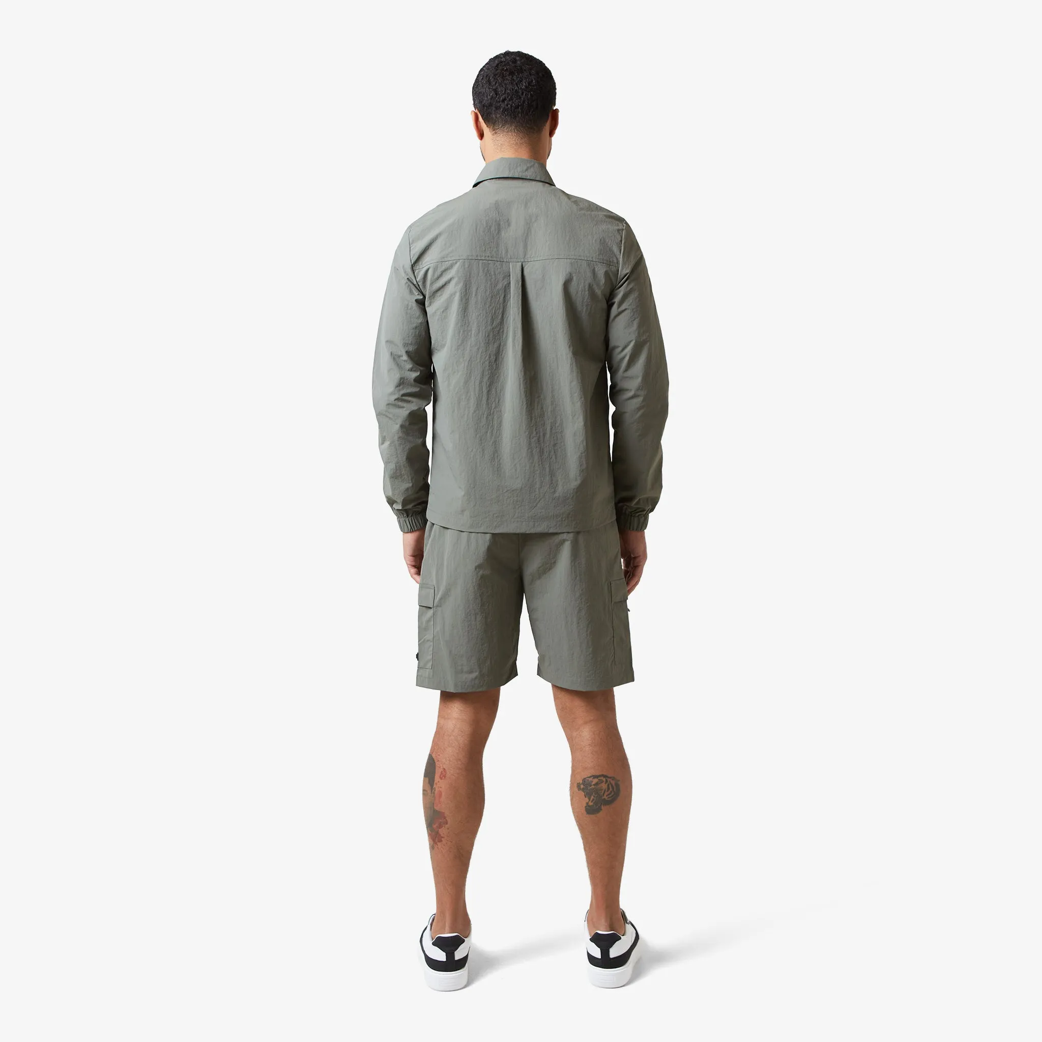 Crinkle Nylon Tech Overshirt | Olive