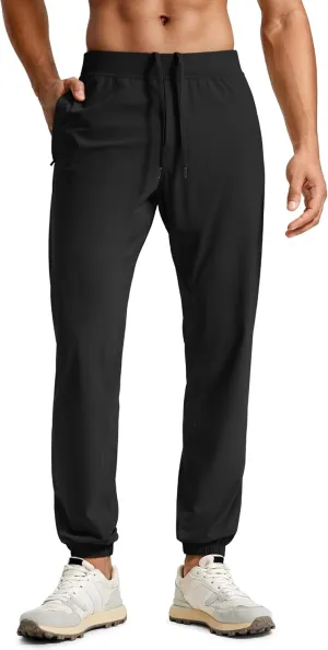 CRZ YOGA Athletic Joggers for Men - 31" Lightweight Running Training Pants with Zip Pockets and Ankle Zippers
