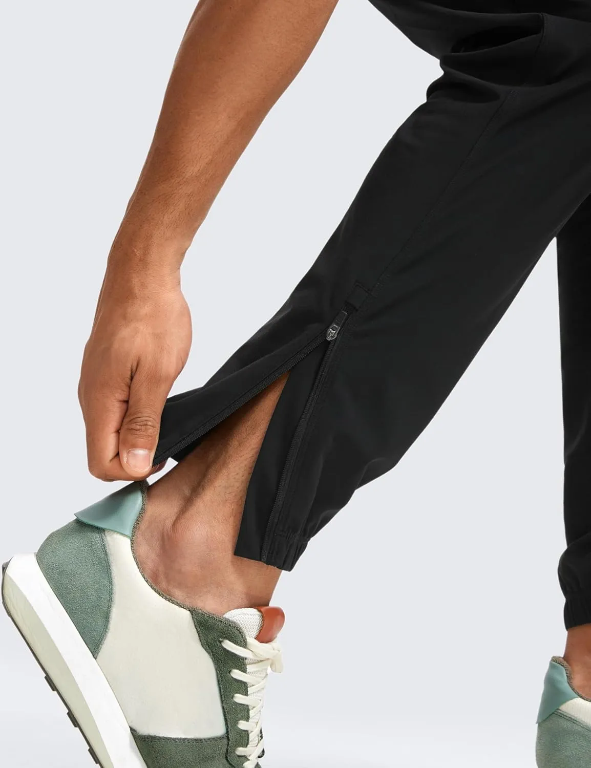 CRZ YOGA Athletic Joggers for Men - 31" Lightweight Running Training Pants with Zip Pockets and Ankle Zippers