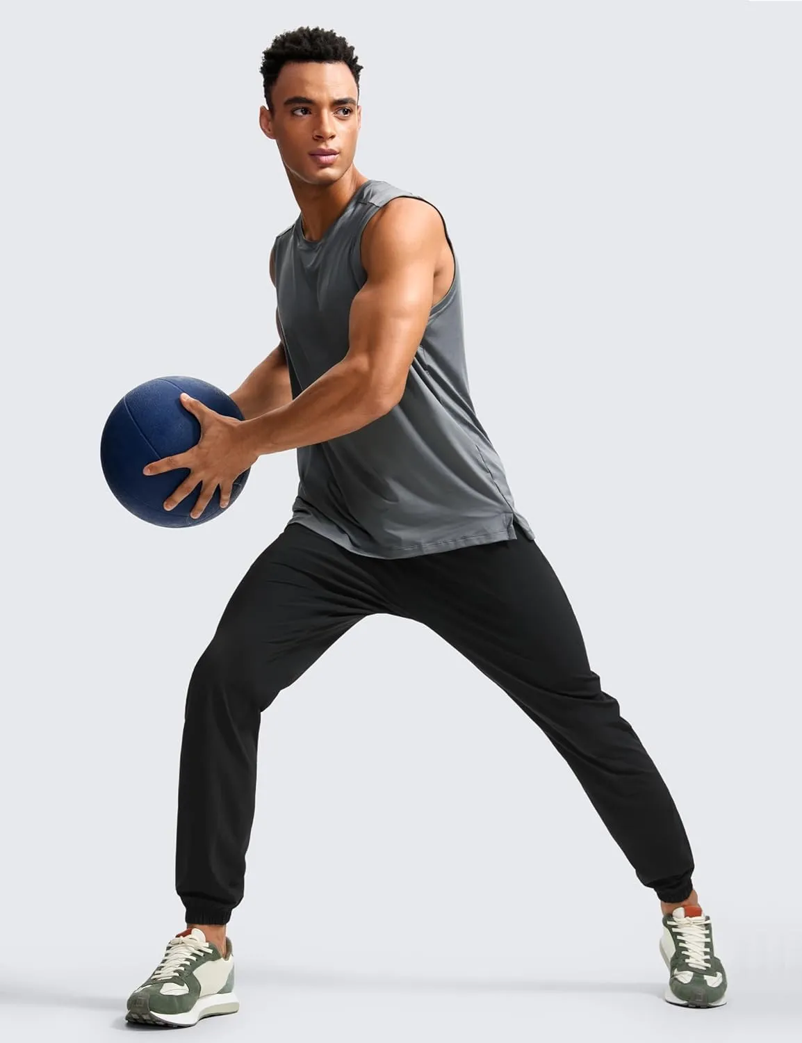 CRZ YOGA Athletic Joggers for Men - 31" Lightweight Running Training Pants with Zip Pockets and Ankle Zippers
