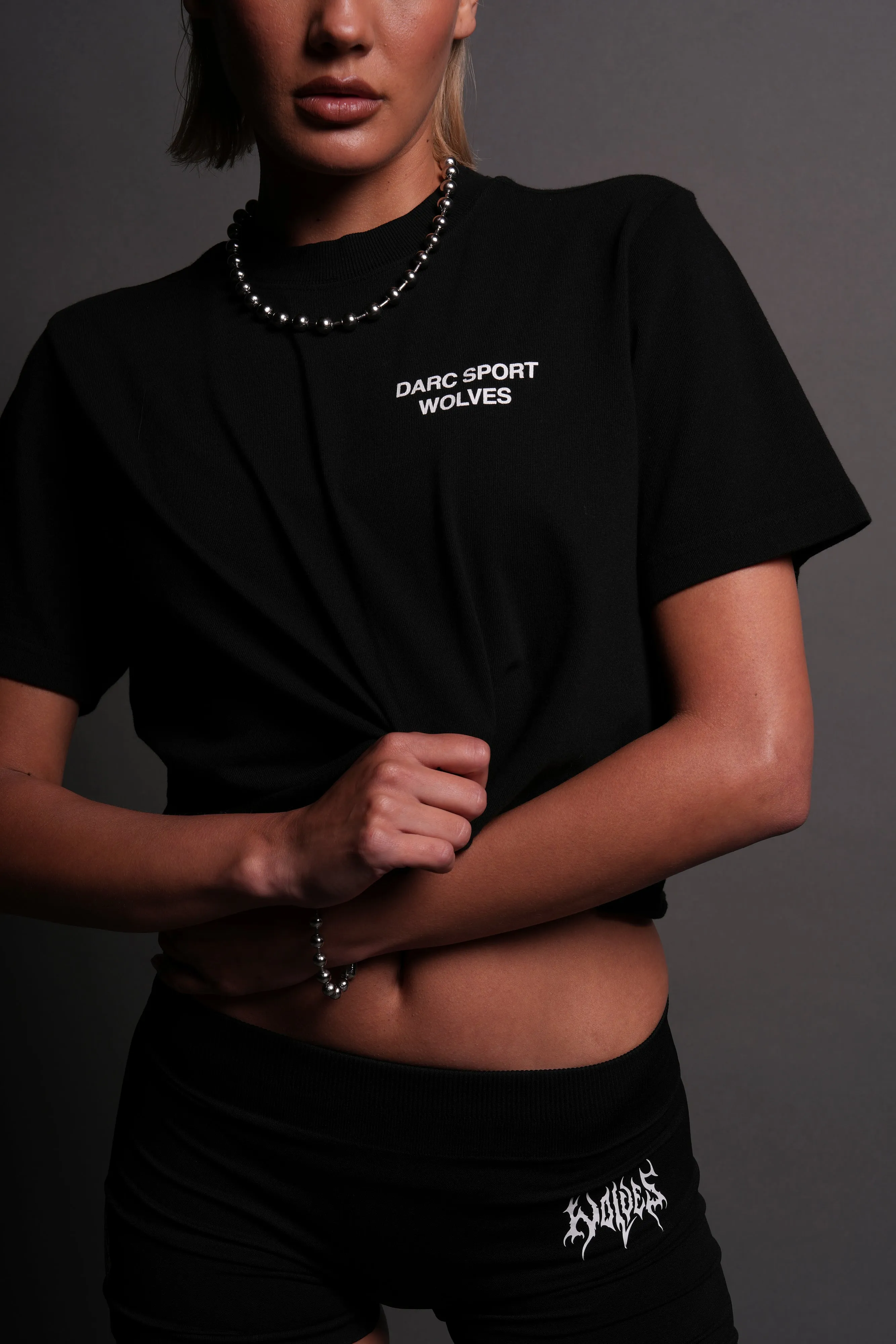 Darc Sport Wolves Blossom "Premium" (Cropped) Tee in Black