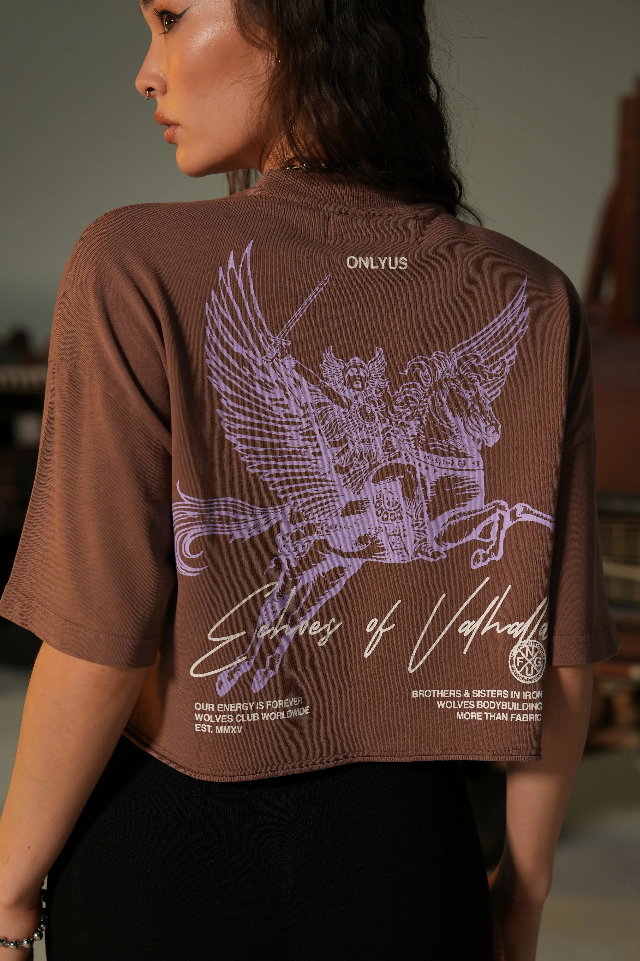 Divine Warrior "Premium" Oversized (Cropped) Tee in Norse Brown