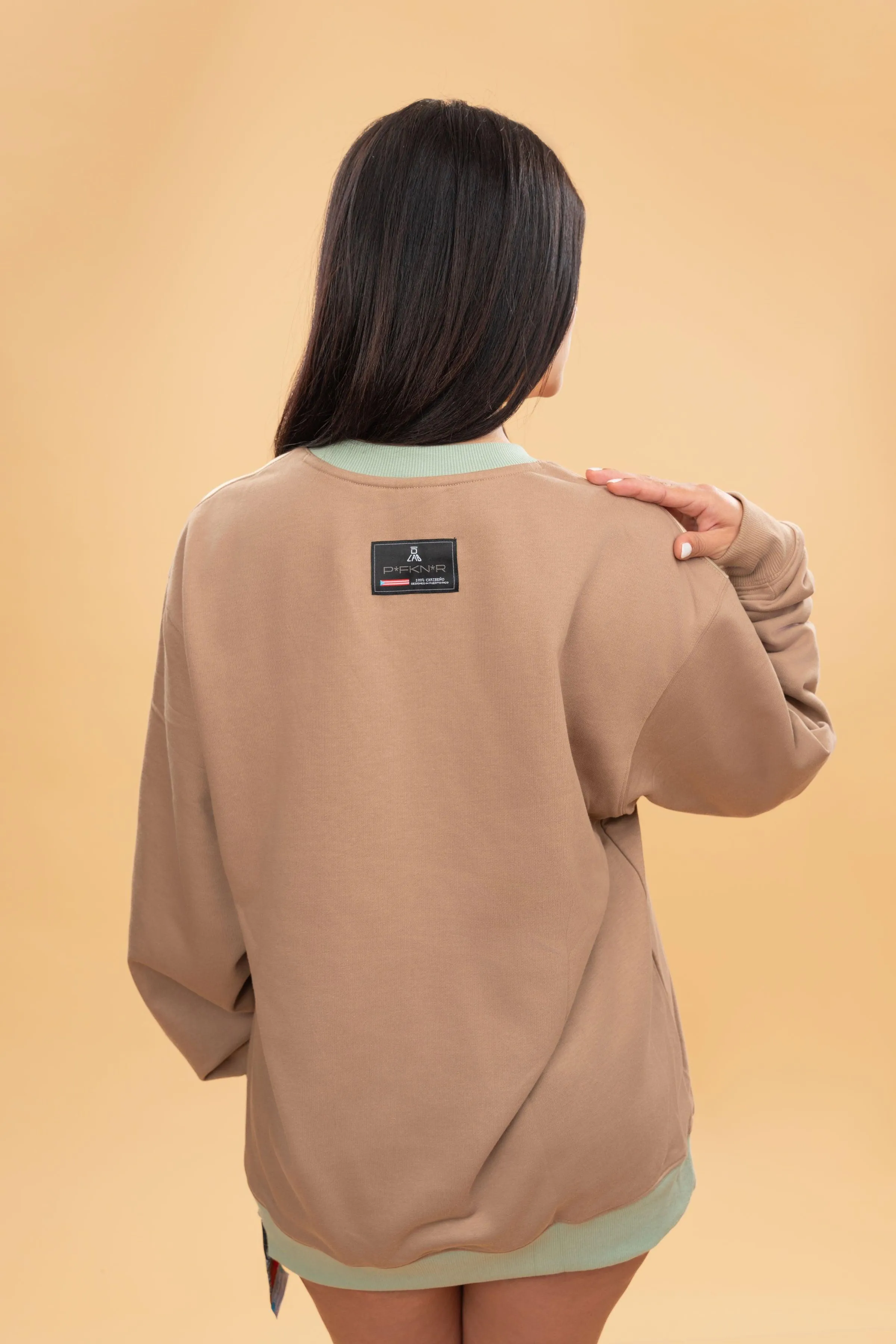 DLAB Oversized Embossed Sweater Brown/Cream/Sea green/Baby Blue