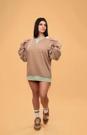 DLAB Oversized Embossed Sweater Brown/Cream/Sea green/Baby Blue