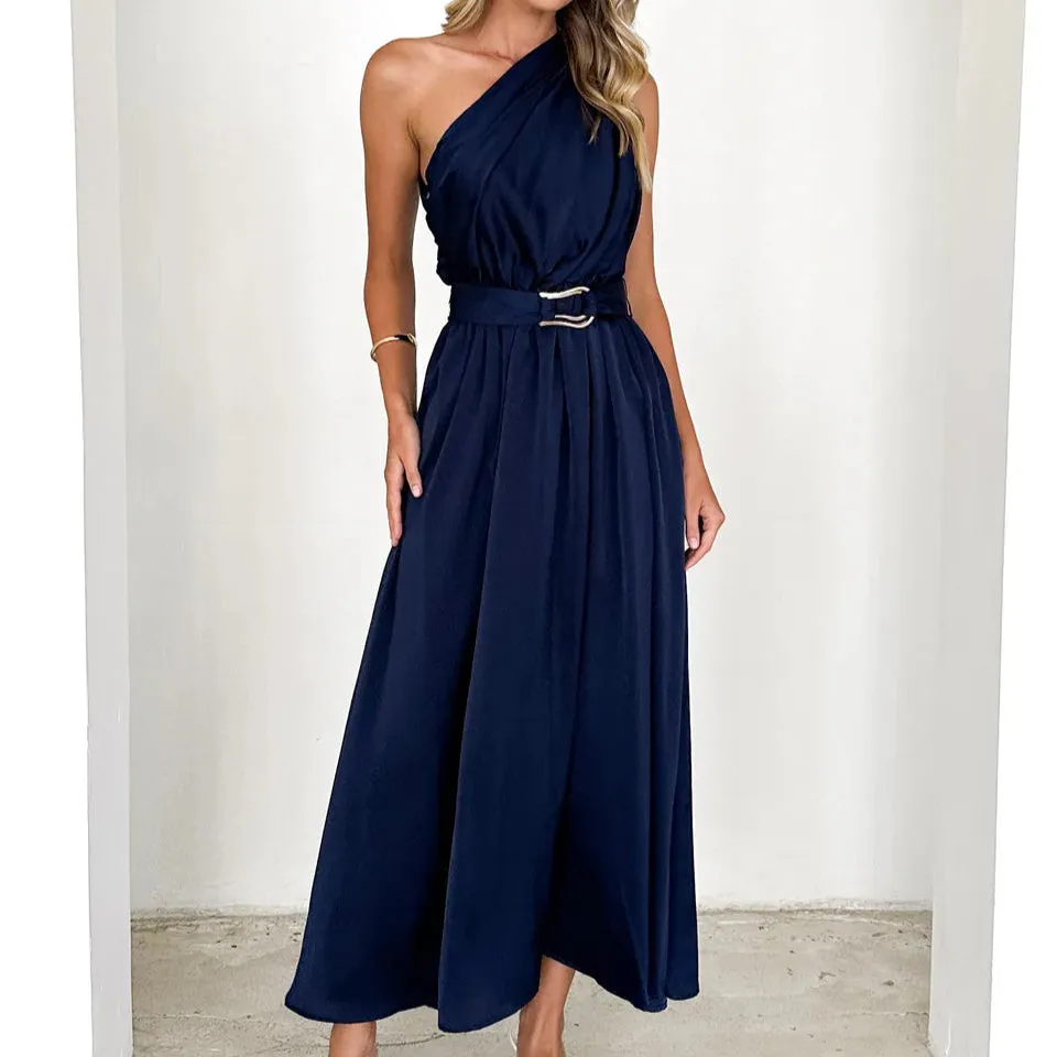 Ella Satin Dress with Belt