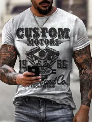Engine Moto  Vintage Print T-Shirt