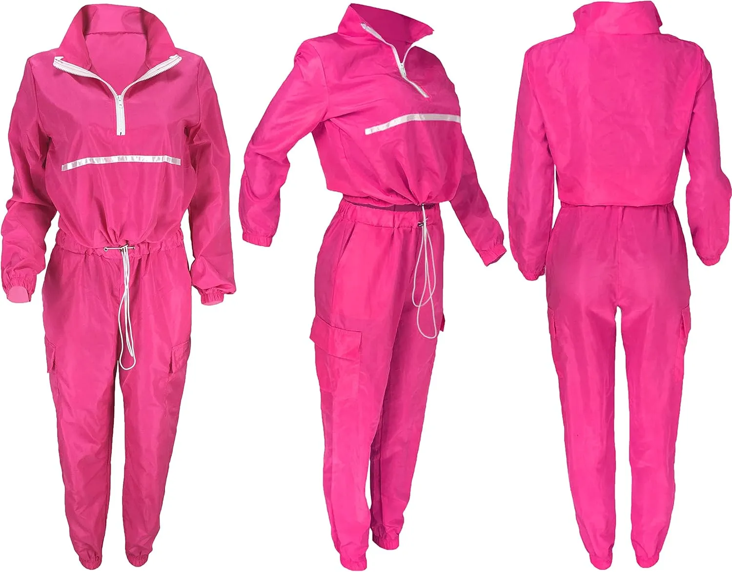 EOSIEDUR Women 2 Piece Outfits Tracksuit Jumpsuits Lightweight Windbreaker Pullover Jacket Crop Top Pants Set