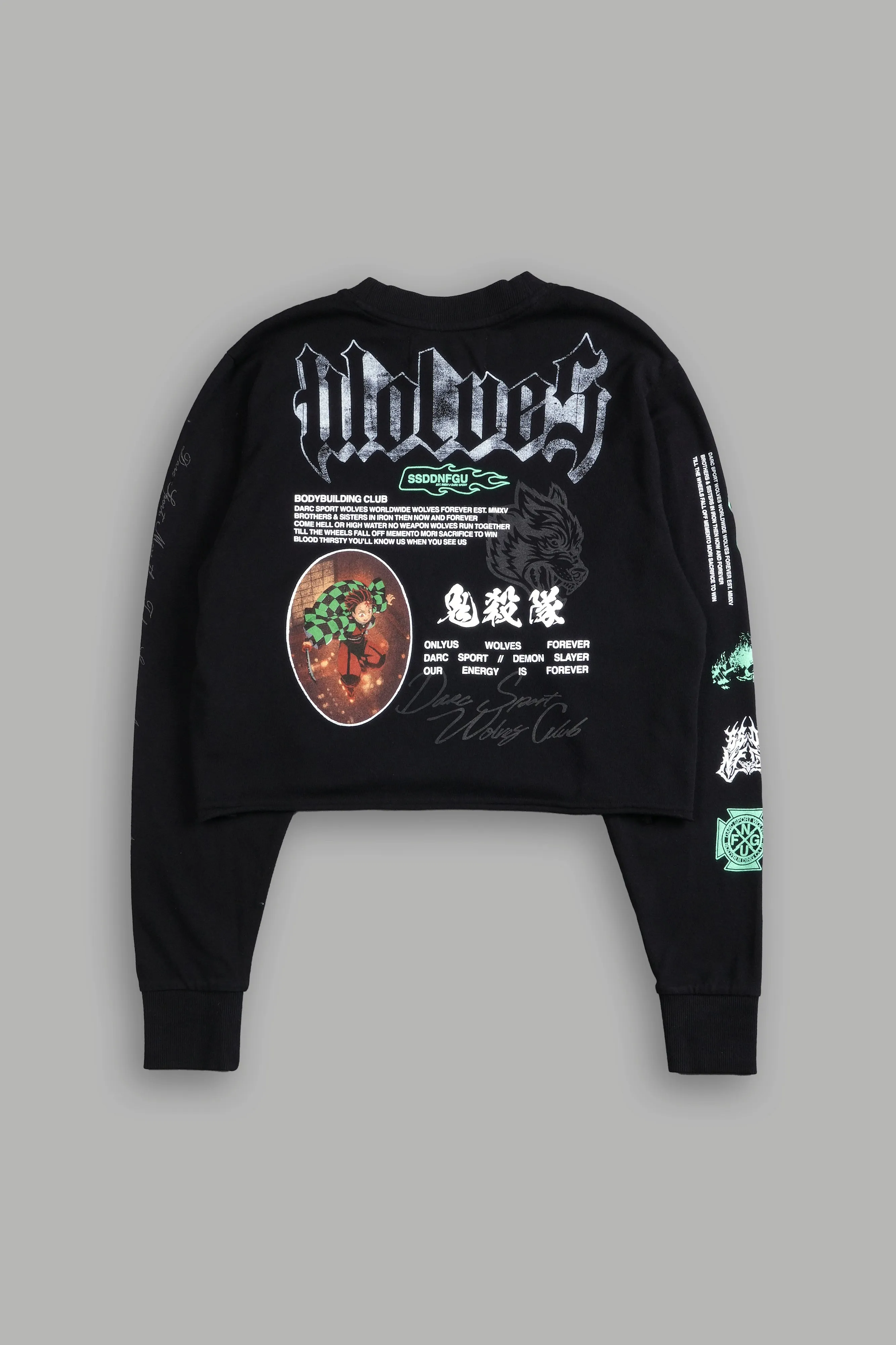 Falling "Premium" (Cropped) L/S Tee in Black