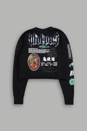Falling "Premium" (Cropped) L/S Tee in Black