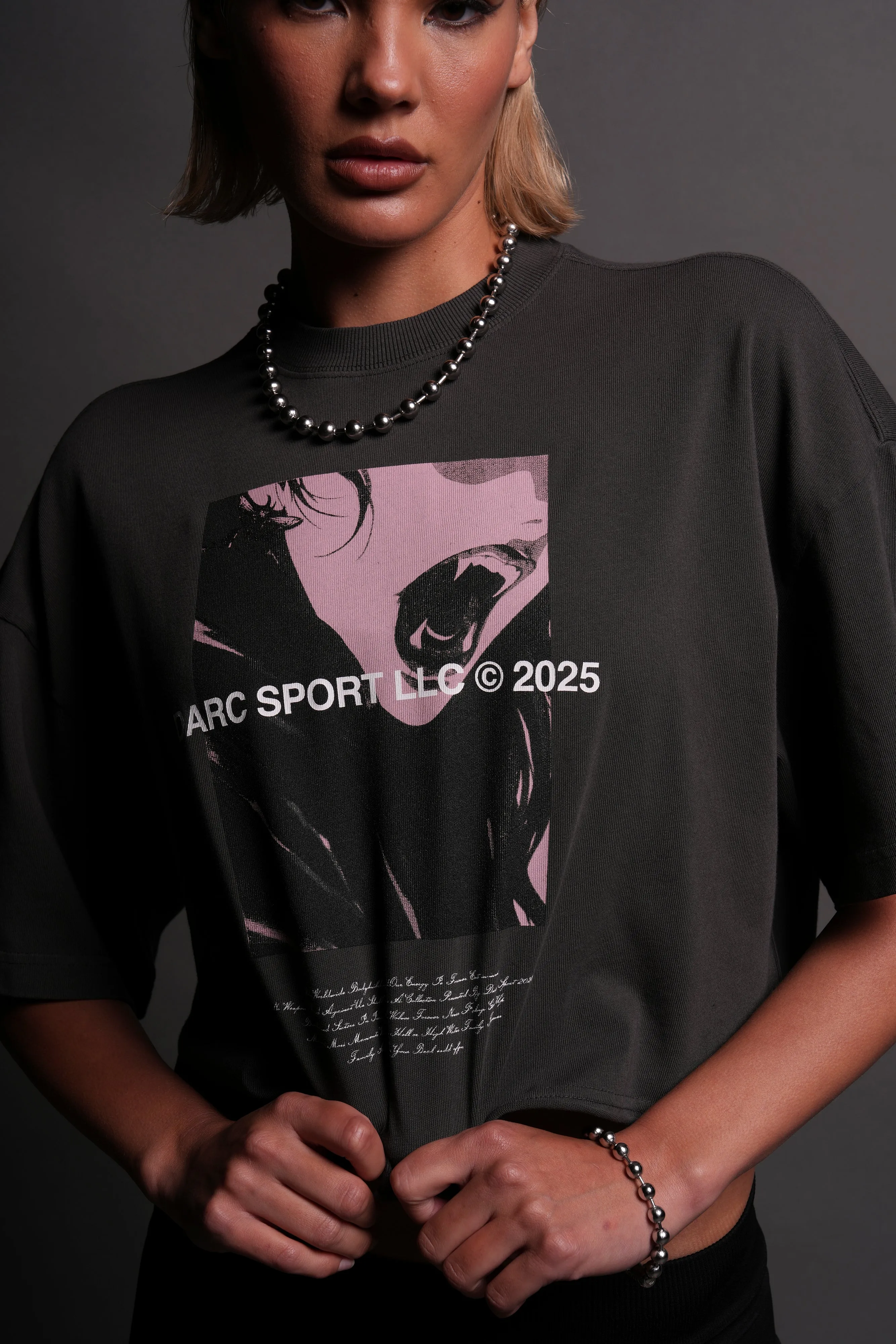 Fangs Premium "Premium" Oversized (Cropped) Tee in Wolf Gray