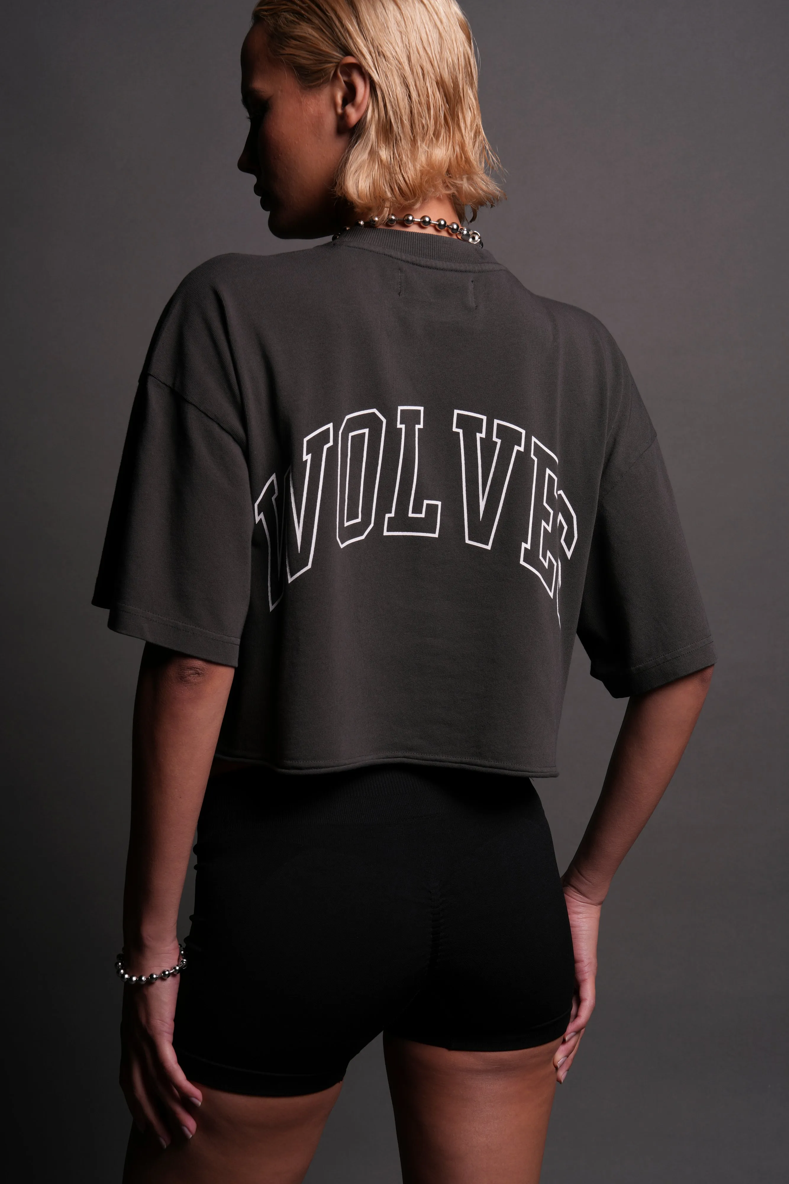 Fangs Premium "Premium" Oversized (Cropped) Tee in Wolf Gray
