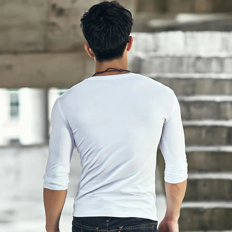 Fashion Men's T-Shirt with Long Sleeve / Cotton O Neck T-Shirt / Slim T-shirt Wolf Embroidery