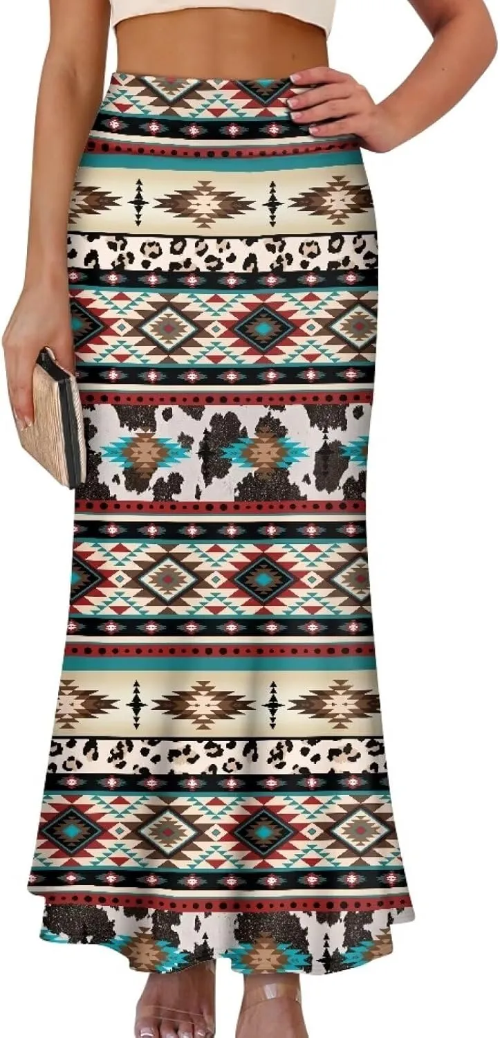 Flared Long Skirts for Women High Waist Maxi Skirts A-Line Ruffle Swing Casual Skirts for Party Holiday Cocktail