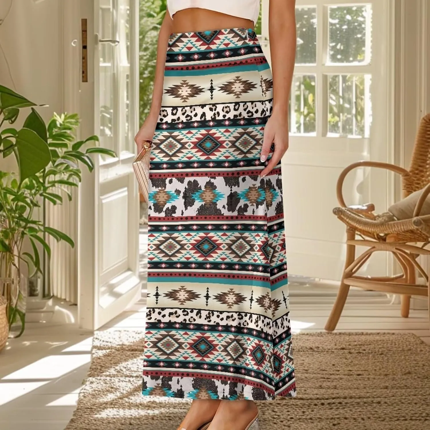 Flared Long Skirts for Women High Waist Maxi Skirts A-Line Ruffle Swing Casual Skirts for Party Holiday Cocktail