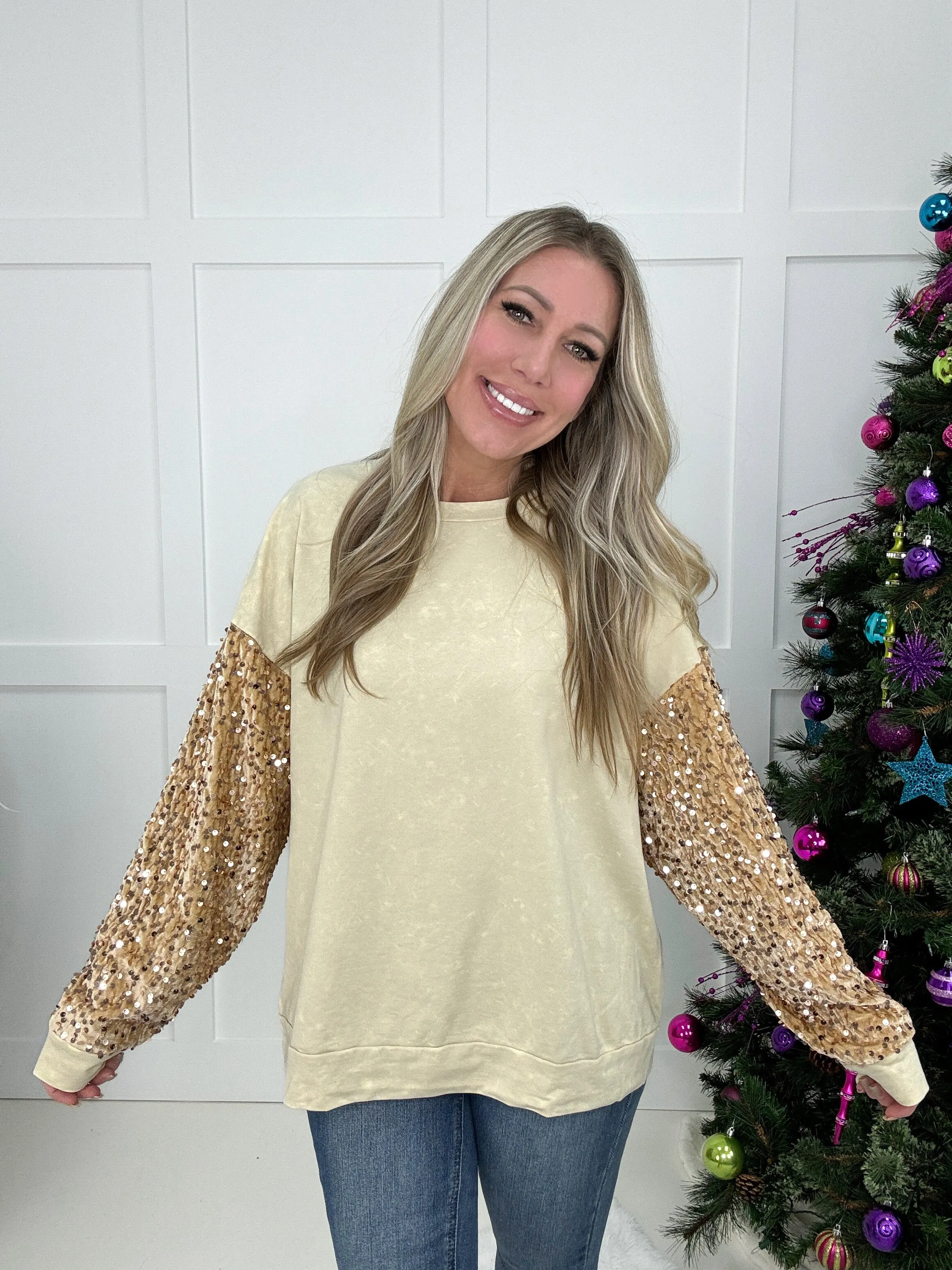 Golden Shimmer long Sleeve Top
