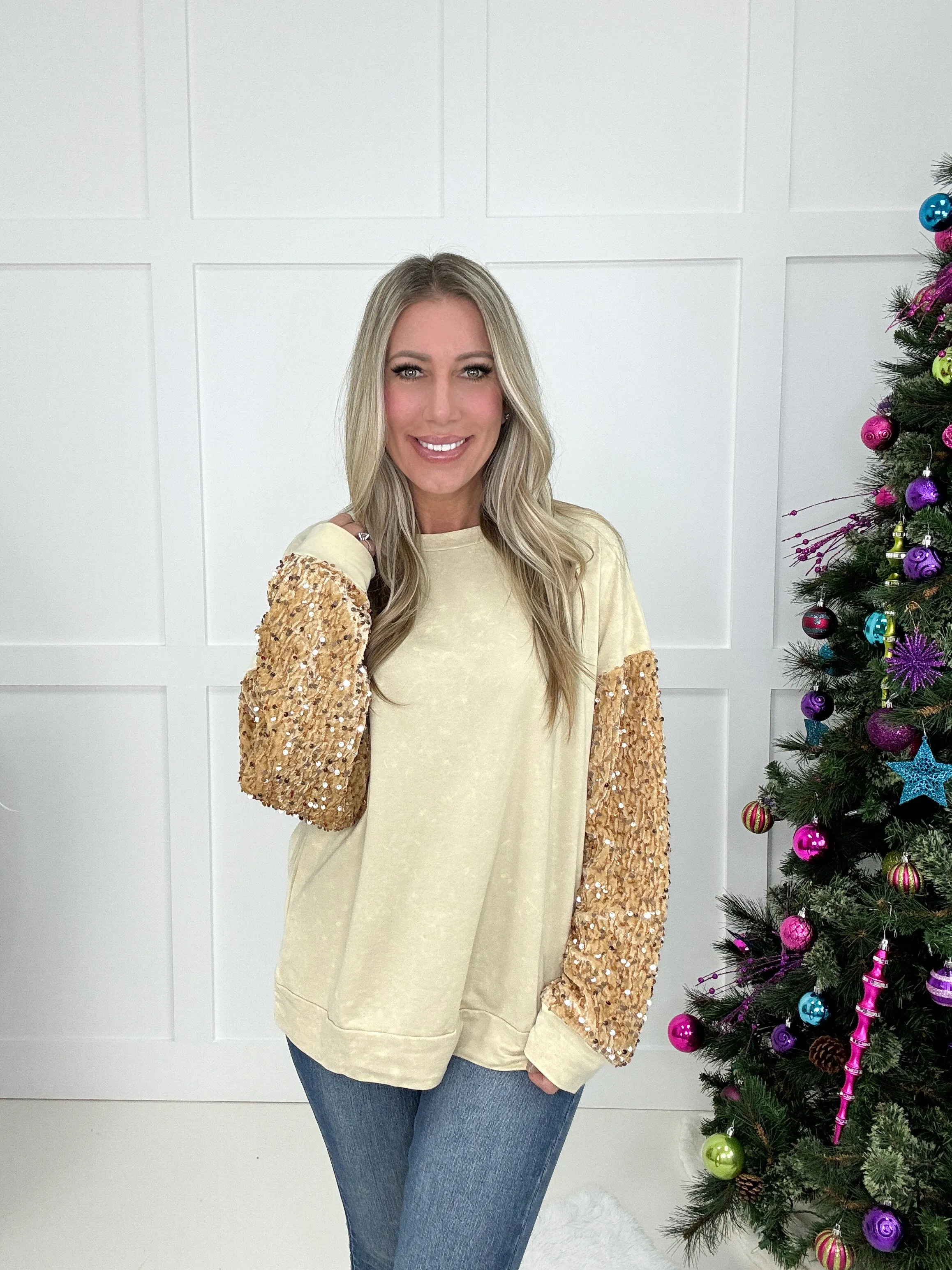 Golden Shimmer long Sleeve Top