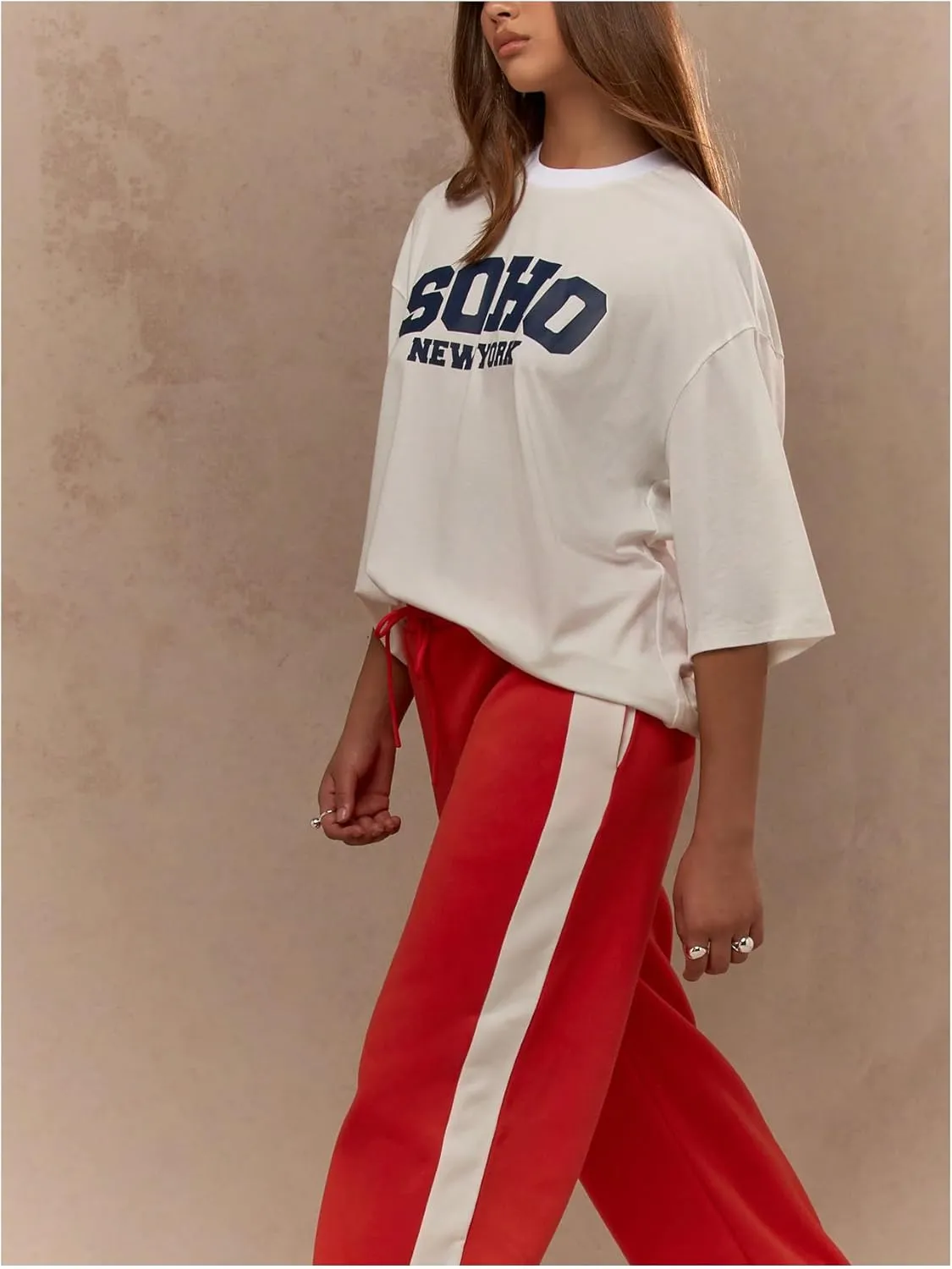 GORGLITTER Women's Low Rise Wide Leg Baggy Sweatpants Elastic Waist Straight Leg Loose Trousers Pants