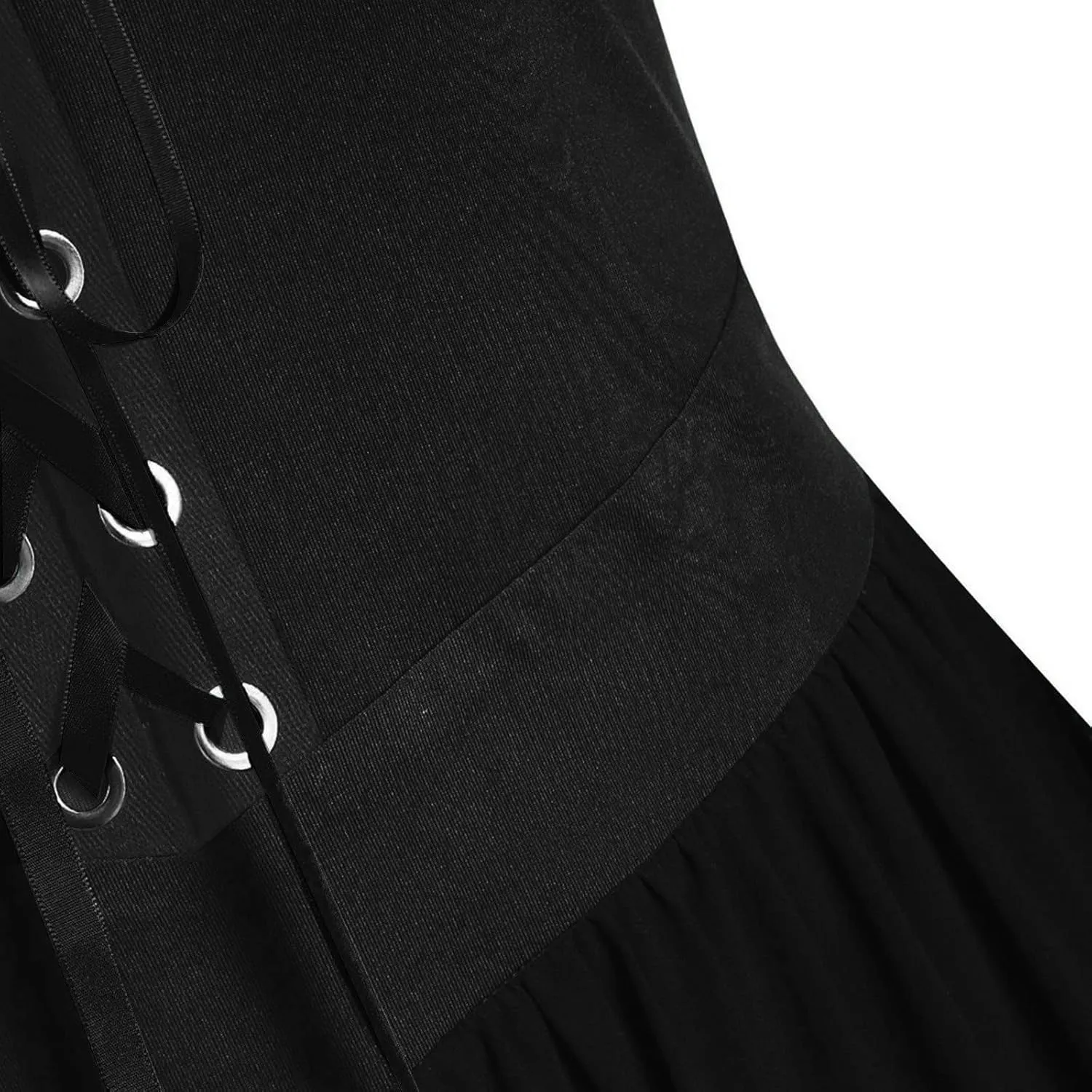 Gothic Plus Size Flared Sleeve Dress - Sexy Lace Up Medieval Cold Shoulder Dress for Women's Halloween