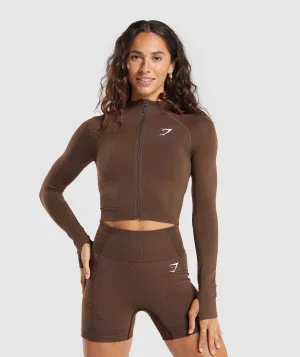 Gymshark Vital Seamless Midi Zip Pullover - Espresso Marl