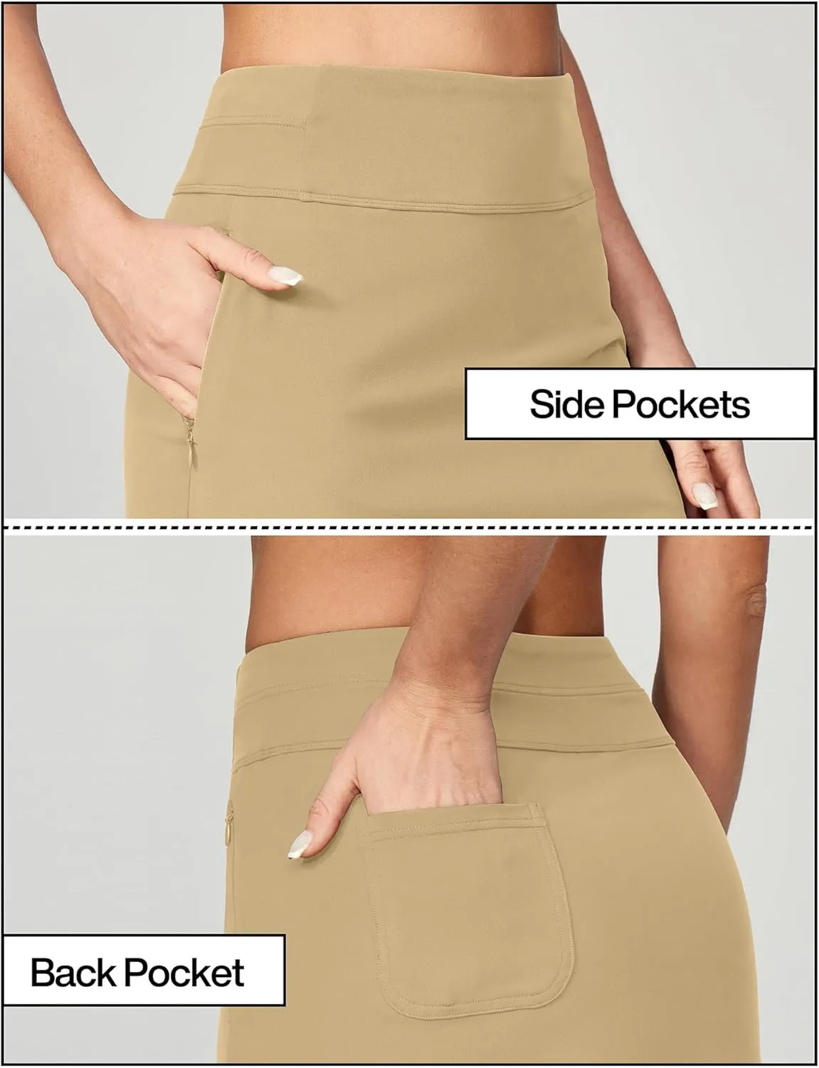 Heathyoga Knee Length Skorts for Woman Golf Skirts for Women Long Skorts Skirts for Women with Pockets Tennis Skirt Skort