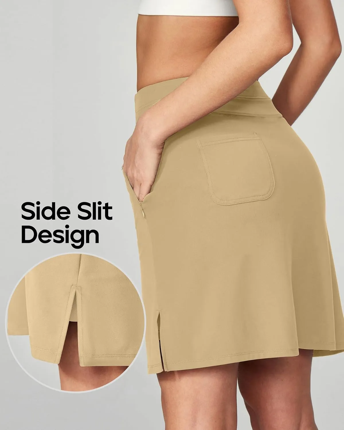 Heathyoga Knee Length Skorts for Woman Golf Skirts for Women Long Skorts Skirts for Women with Pockets Tennis Skirt Skort