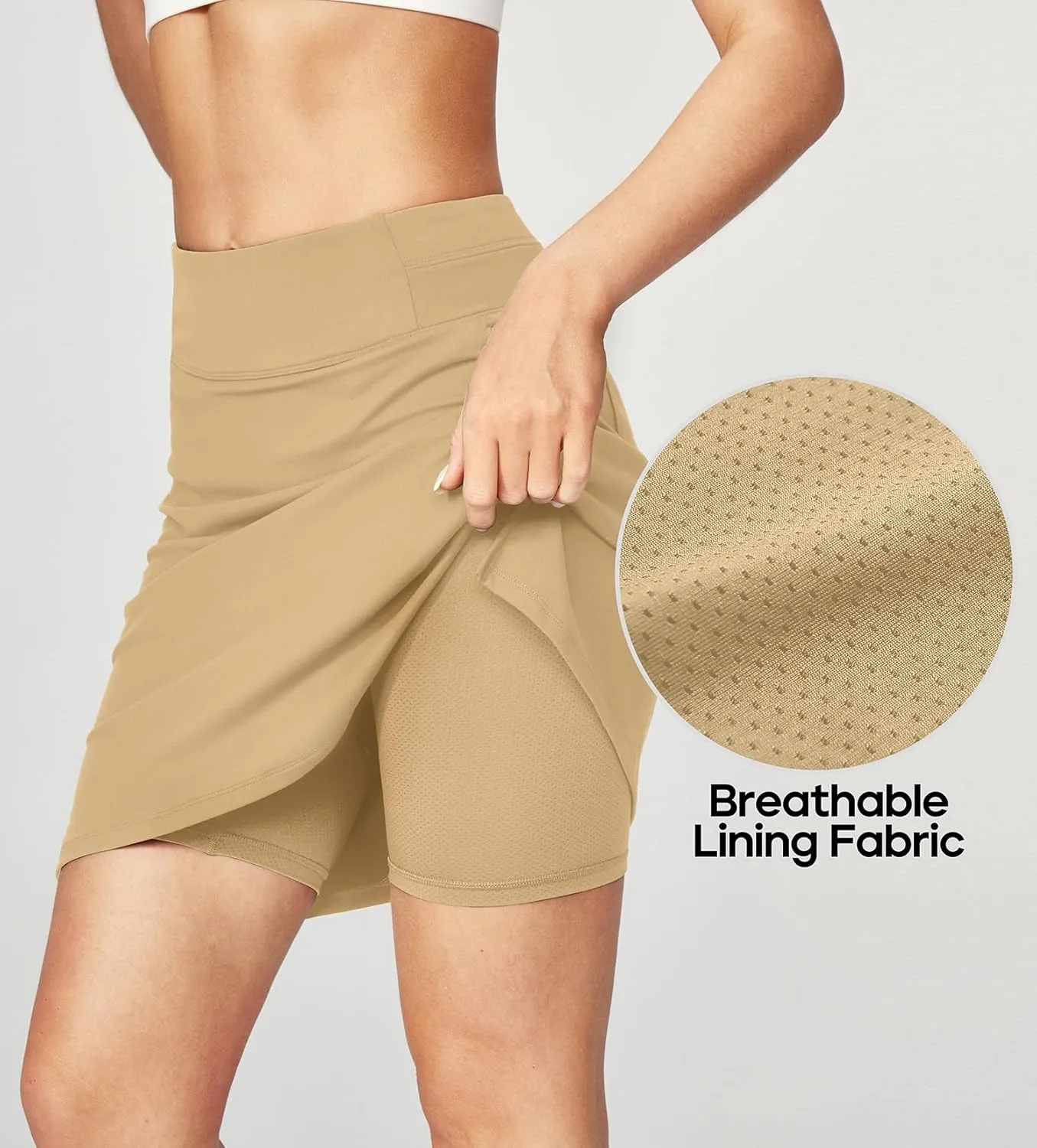Heathyoga Knee Length Skorts for Woman Golf Skirts for Women Long Skorts Skirts for Women with Pockets Tennis Skirt Skort