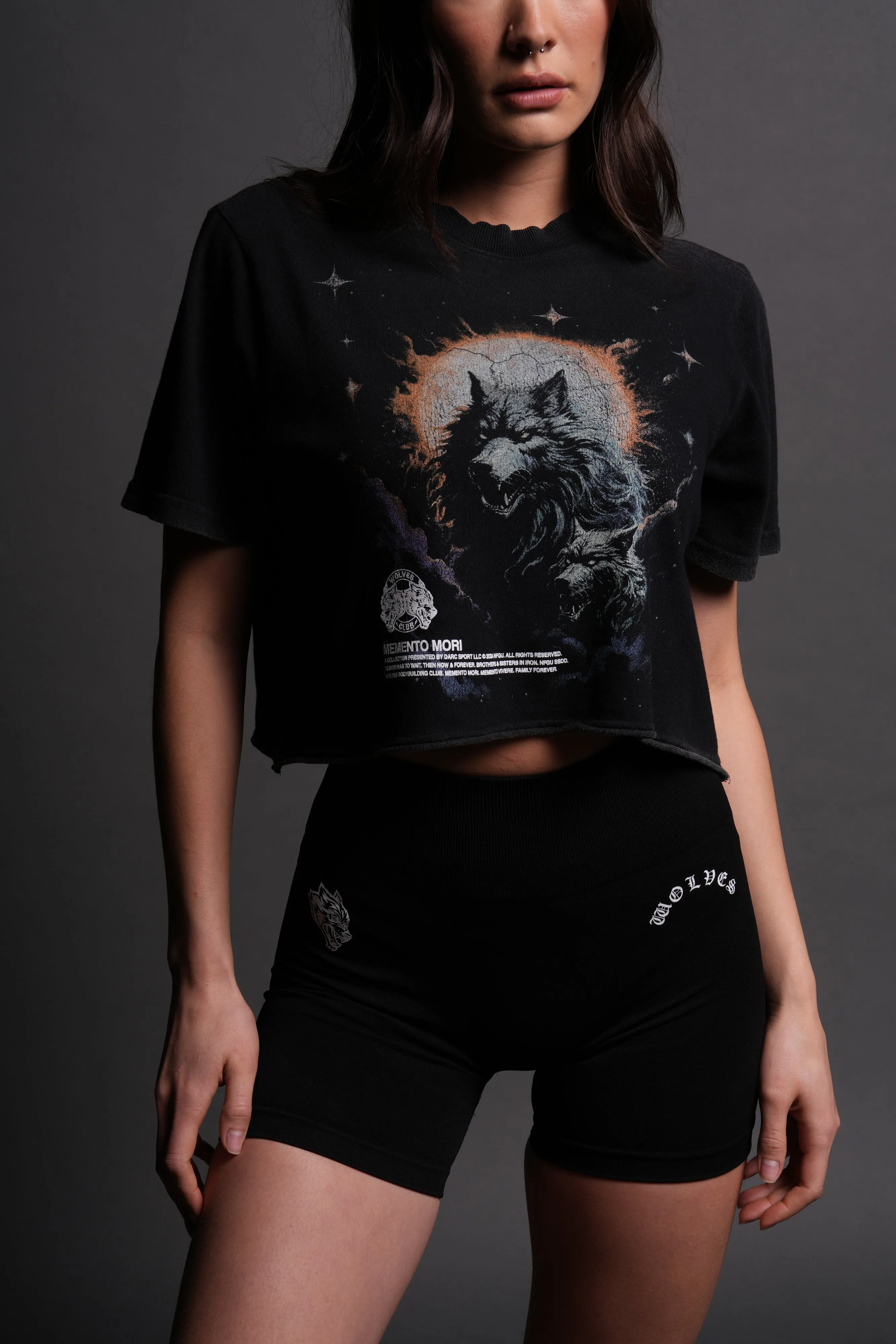 Howling At The Moon "Premium Vintage" (Cropped) Tee in Black