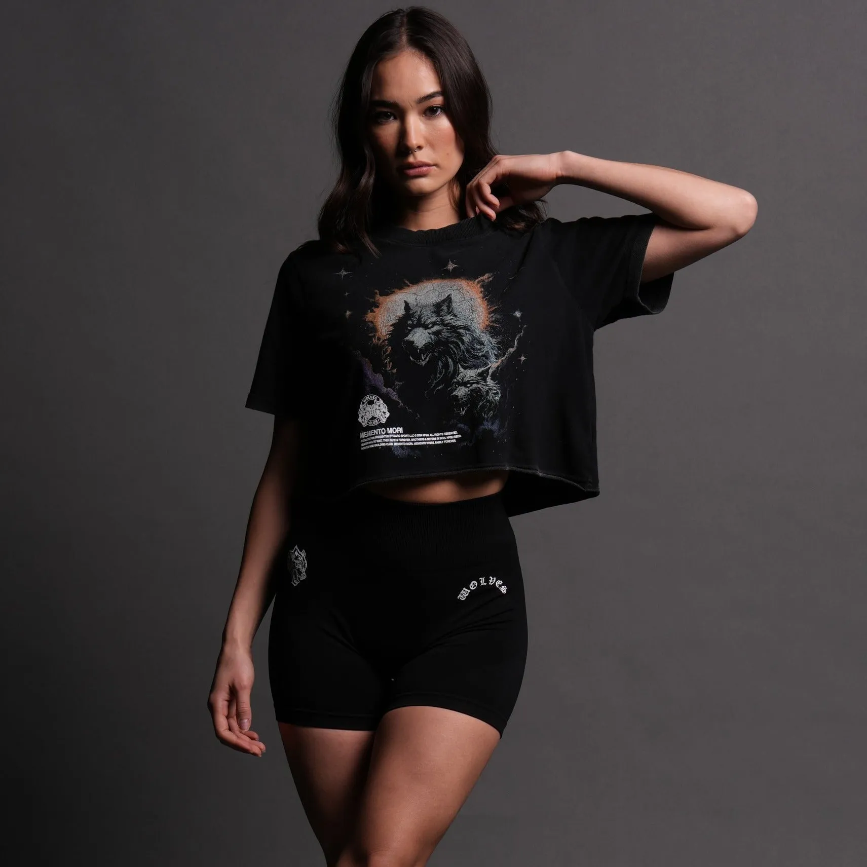 Howling At The Moon "Premium Vintage" (Cropped) Tee in Black