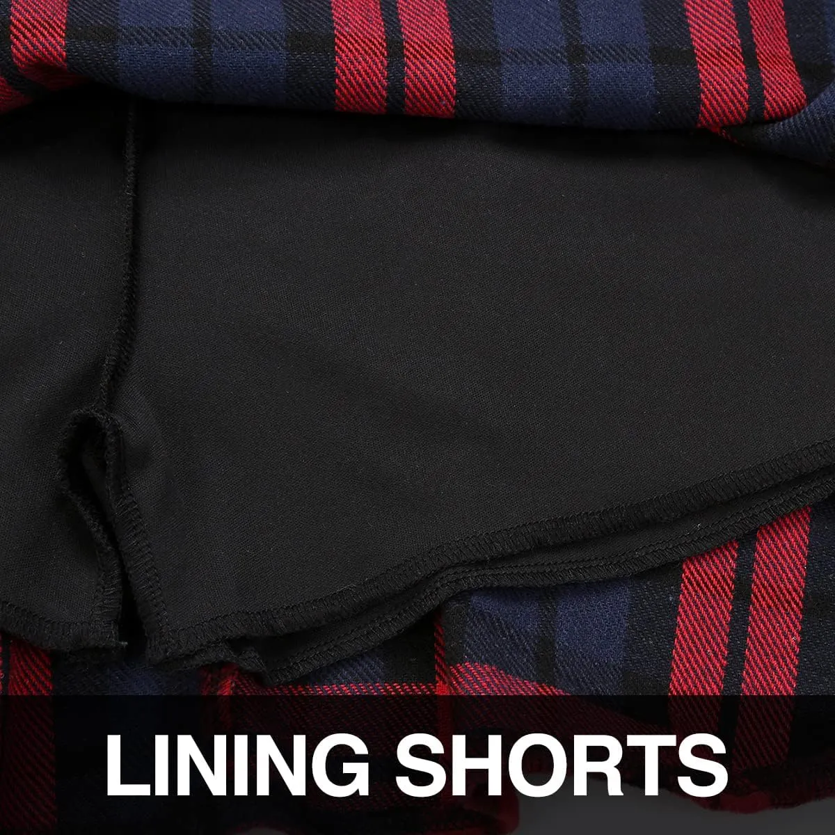 IDEALSANXUN Womens High Waist Lace Up Aline Pleated Wool Gothic Mini Plaid Skirts