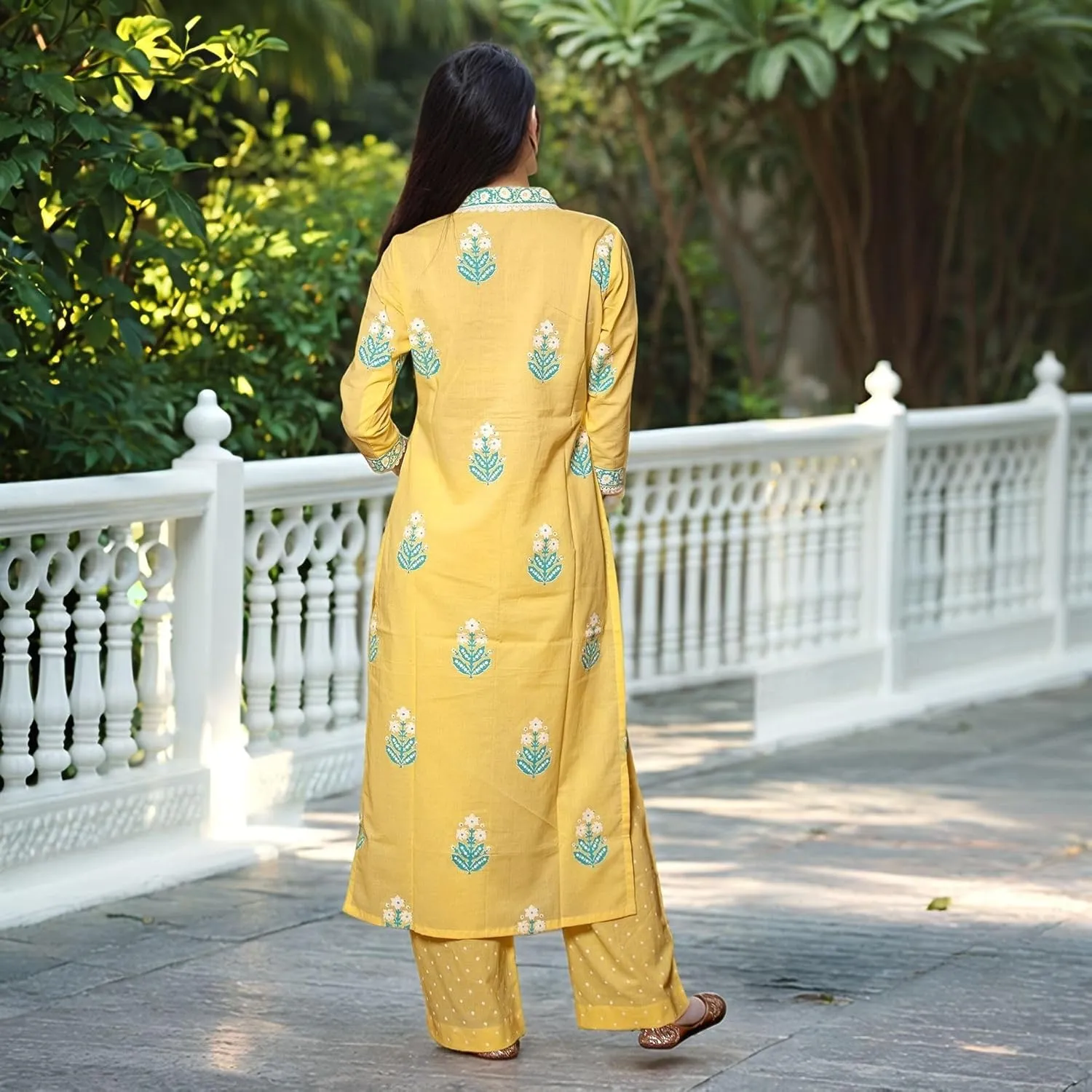 Indian Women's Rayon Viscose Straight Printed Kurta with Pant and Dupatta Set